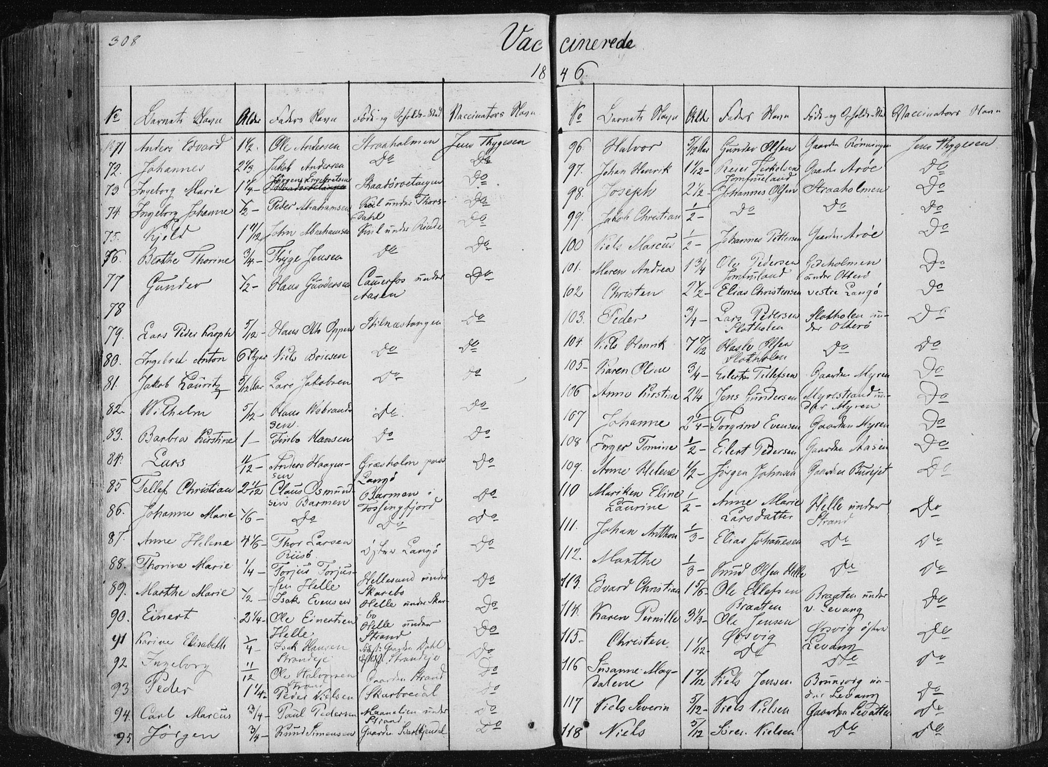 Sannidal kirkebøker, AV/SAKO-A-296/F/Fa/L0007: Ministerialbok nr. 7, 1831-1854, s. 308
