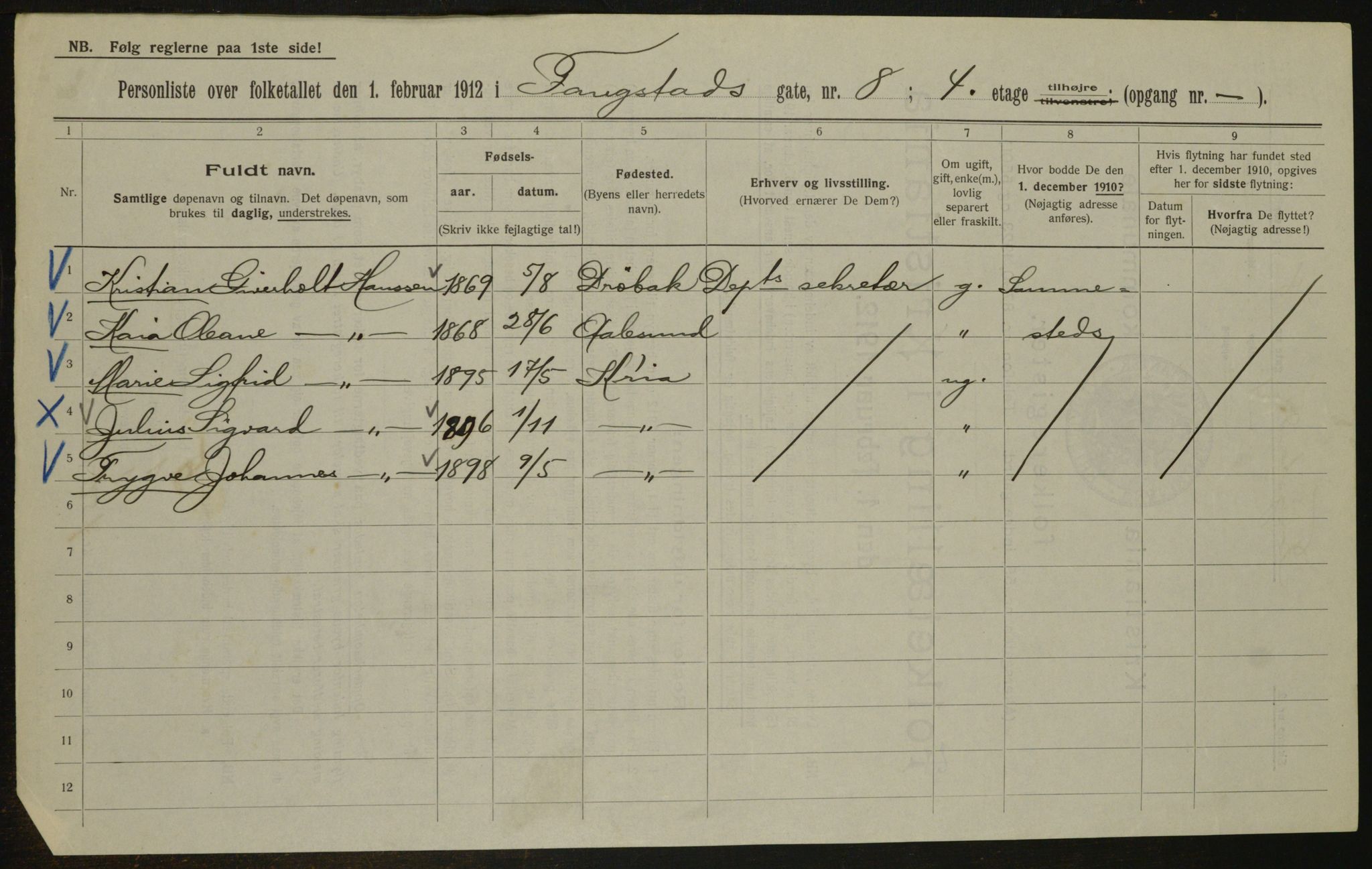 OBA, Kommunal folketelling 1.2.1912 for Kristiania, 1912, s. 25331