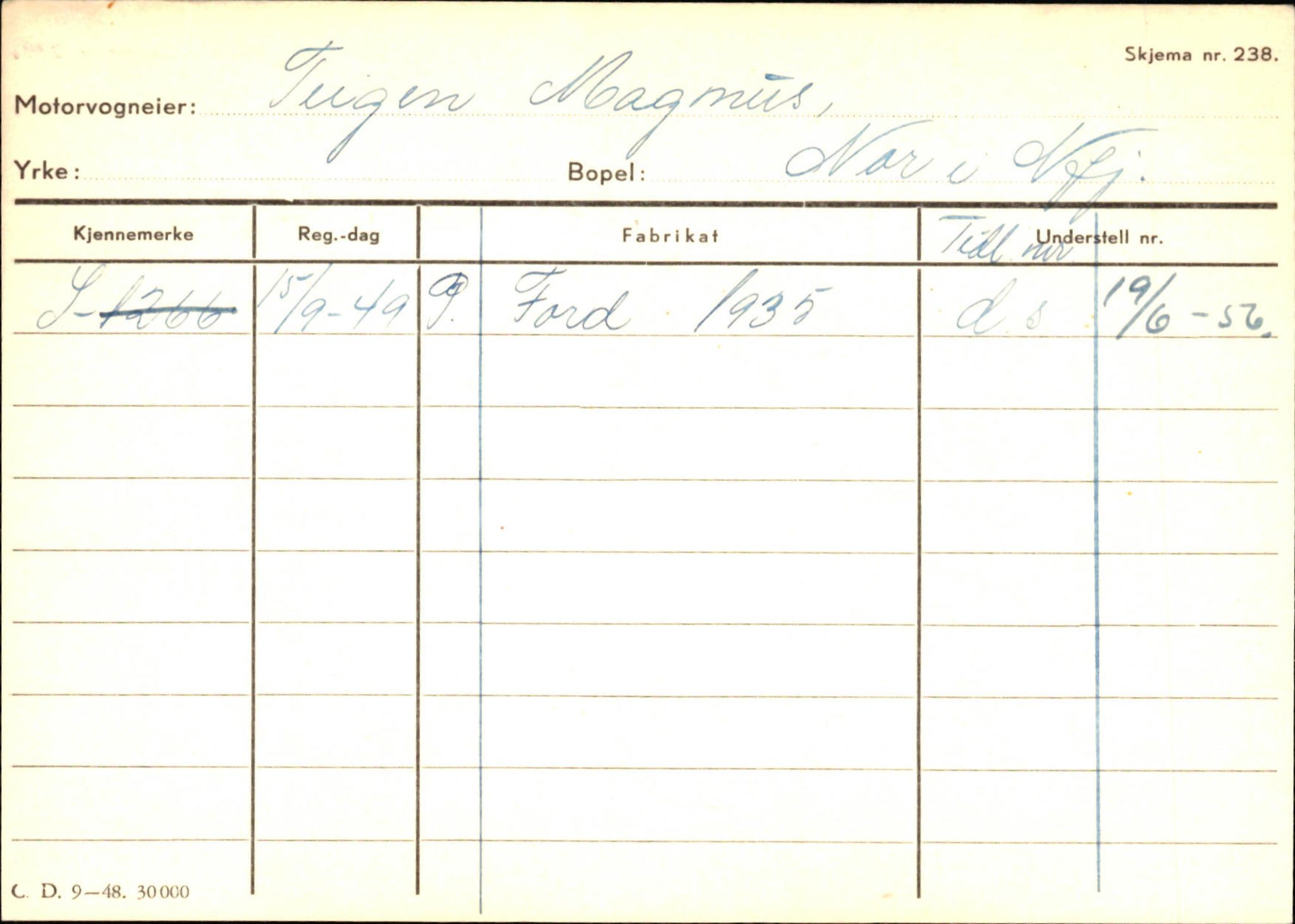 Statens vegvesen, Sogn og Fjordane vegkontor, AV/SAB-A-5301/4/F/L0130: Eigarregister Eid T-Å. Høyanger A-O, 1945-1975, s. 31