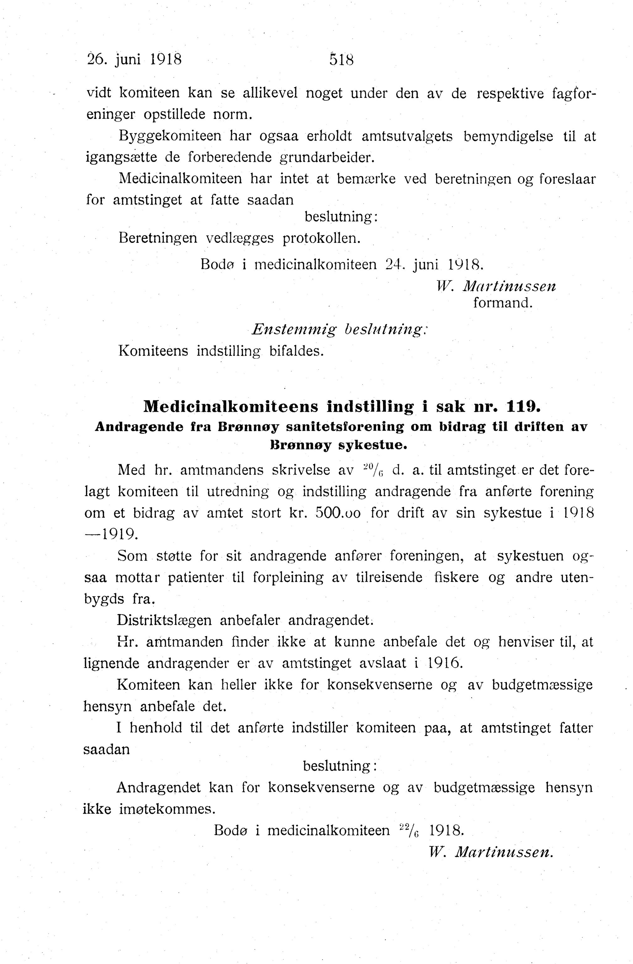 Nordland Fylkeskommune. Fylkestinget, AIN/NFK-17/176/A/Ac/L0041: Fylkestingsforhandlinger 1918, 1918