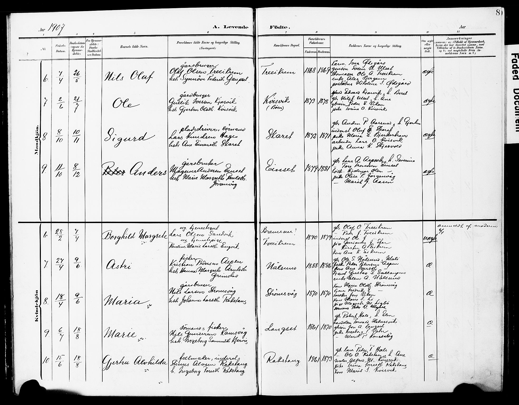 Ministerialprotokoller, klokkerbøker og fødselsregistre - Møre og Romsdal, AV/SAT-A-1454/587/L1001: Klokkerbok nr. 587C01, 1906-1927, s. 8