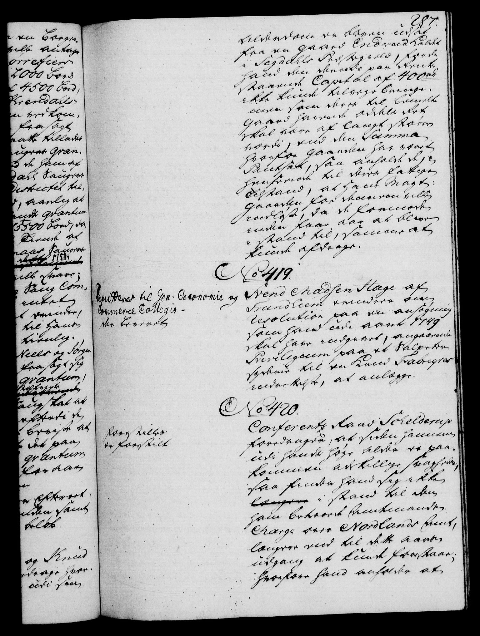 Rentekammeret, Kammerkanselliet, AV/RA-EA-3111/G/Gh/Gha/L0030: Norsk ekstraktmemorialprotokoll (merket RK 53.75), 1749-1751, s. 287