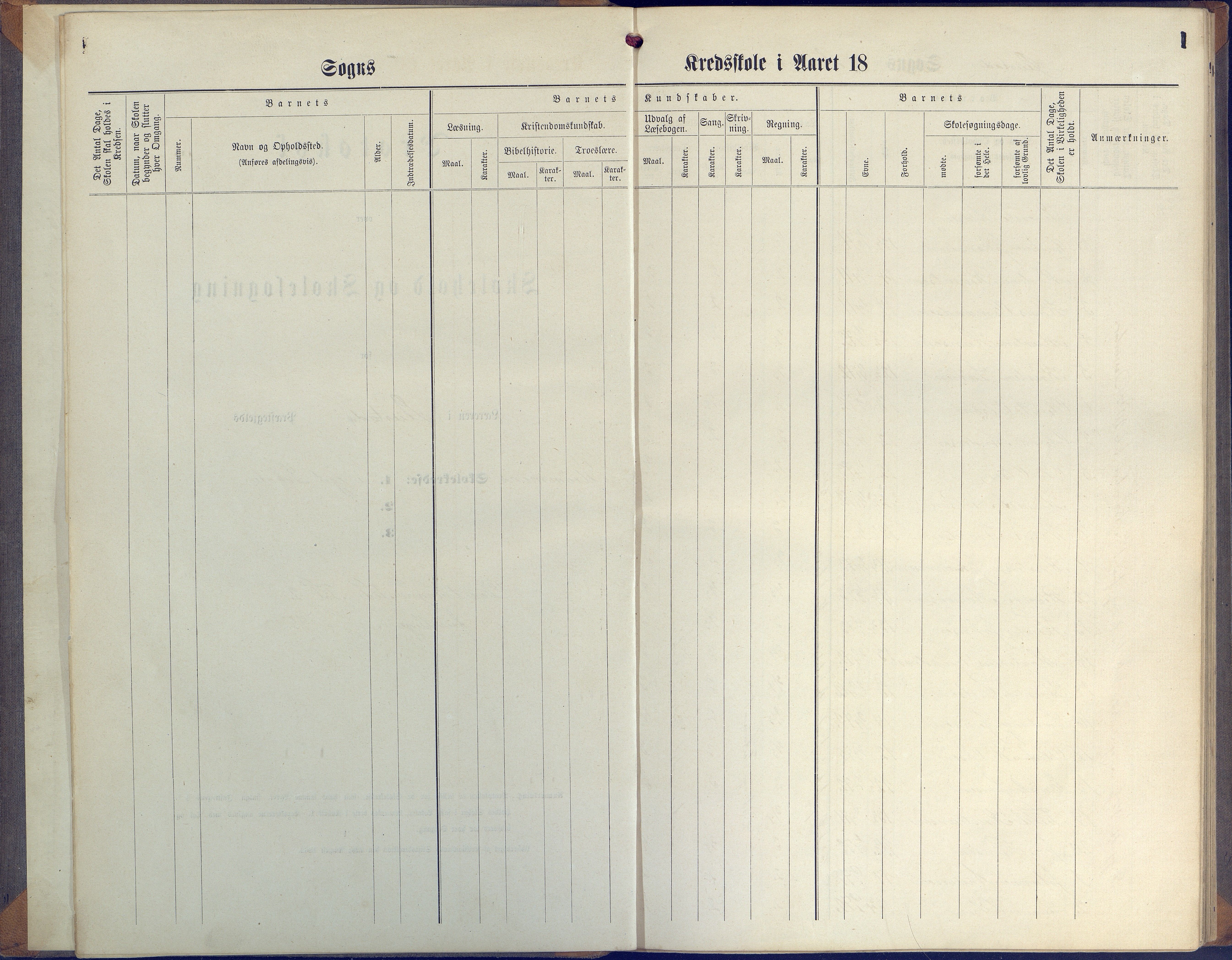 Øyestad kommune frem til 1979, AAKS/KA0920-PK/06/06G/L0003: Skoleprotokoll, 1877-1889, s. 1