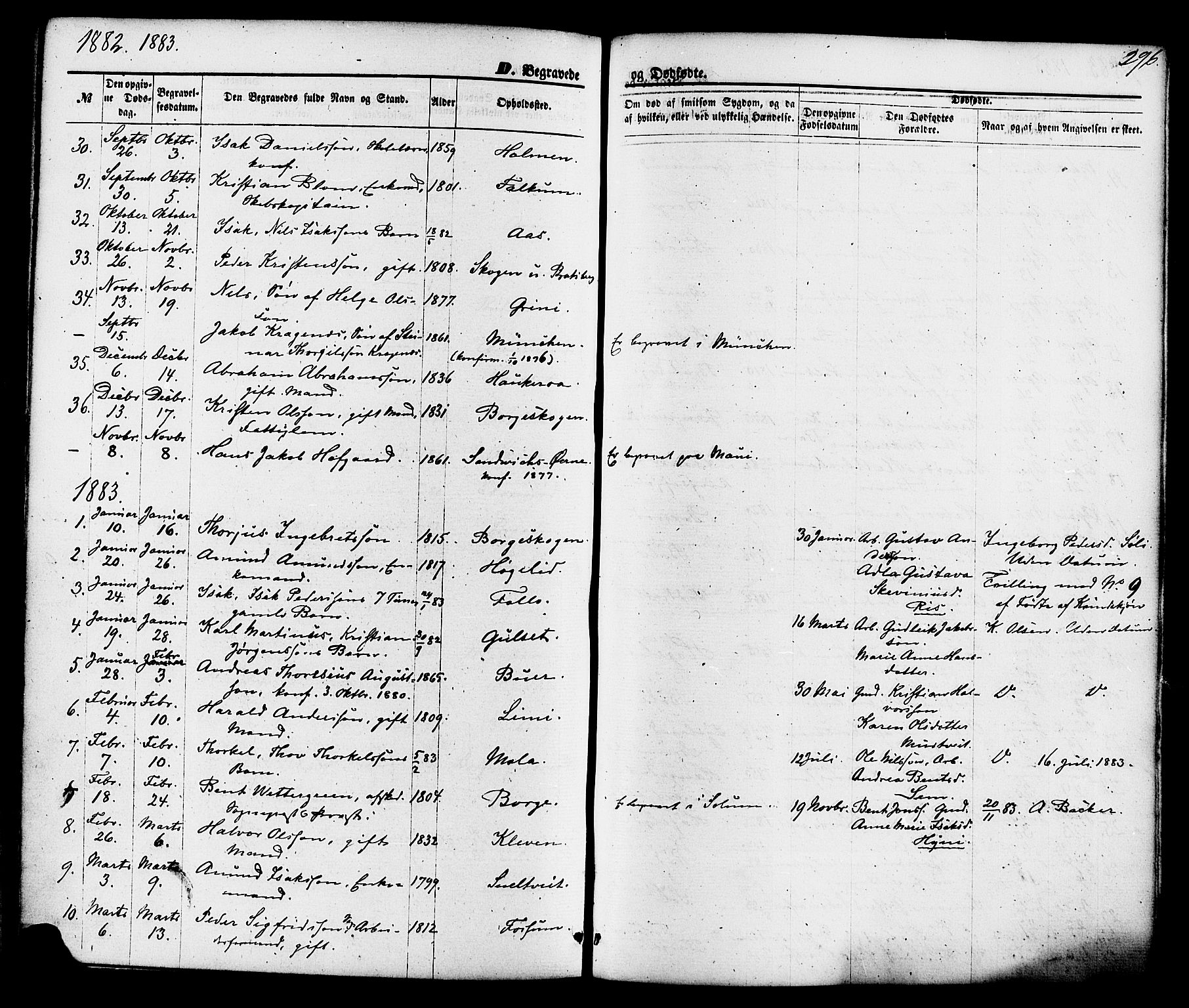 Gjerpen kirkebøker, AV/SAKO-A-265/F/Fa/L0009: Ministerialbok nr. I 9, 1872-1885, s. 296