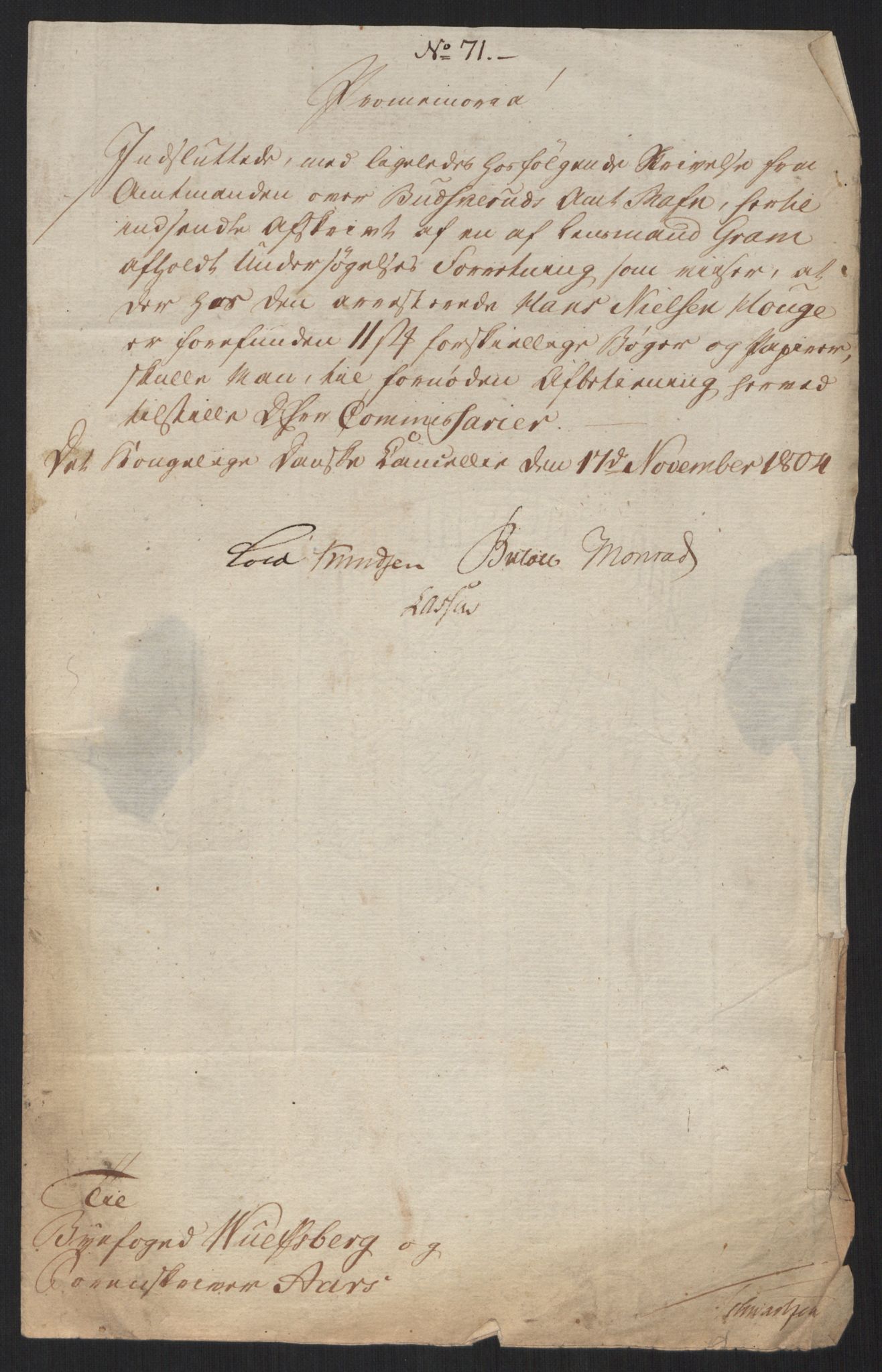 Justisdepartementet, Kommisjon i saken mot Hans Nielsen Hauge 1804, RA/S-1151/D/L0002: Hans Nielsen Hauges sak, 1804-1813