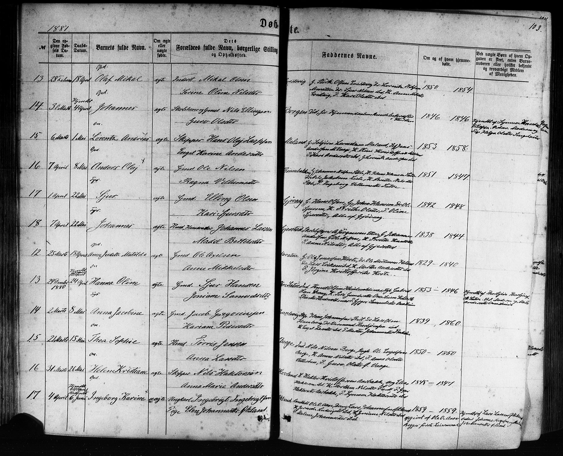 Tysnes sokneprestembete, AV/SAB-A-78601/H/Haa: Ministerialbok nr. A 12, 1872-1886, s. 103