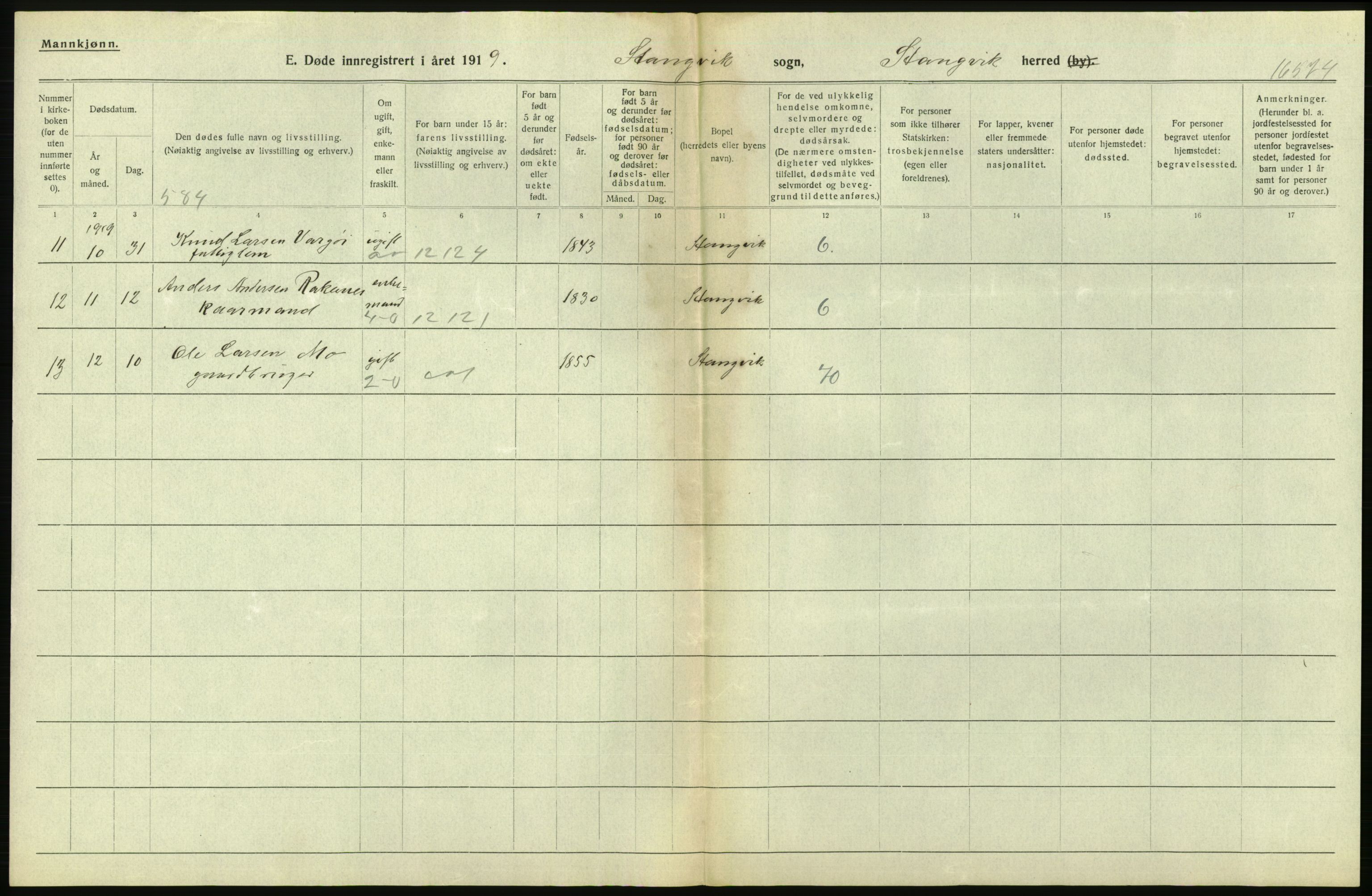 Statistisk sentralbyrå, Sosiodemografiske emner, Befolkning, AV/RA-S-2228/D/Df/Dfb/Dfbi/L0042: Møre fylke: Døde. Bygder og byer., 1919, s. 202