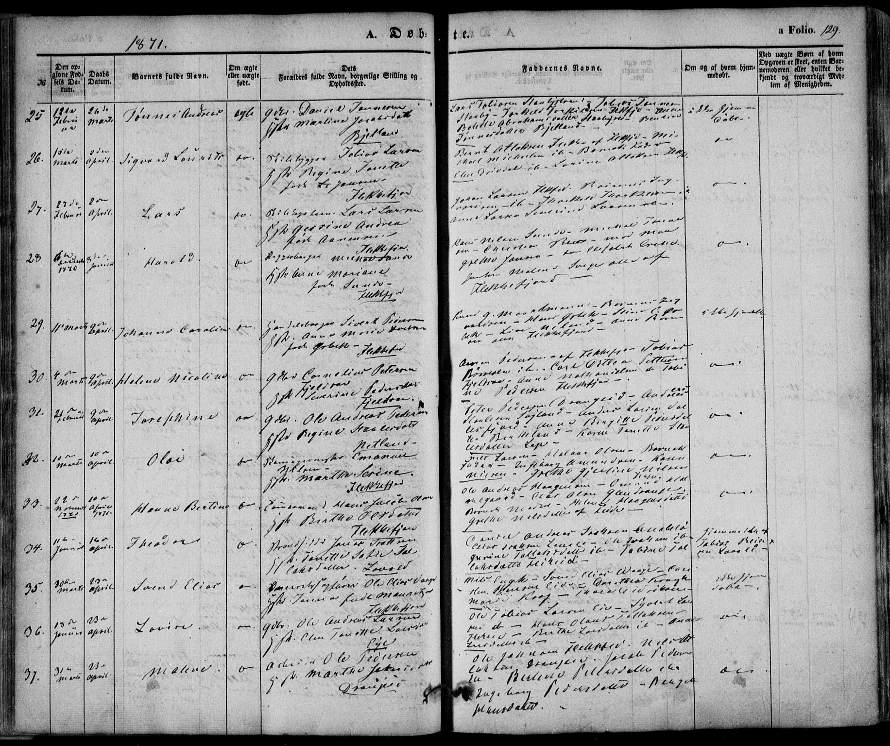 Flekkefjord sokneprestkontor, AV/SAK-1111-0012/F/Fa/Fac/L0005: Ministerialbok nr. A 5, 1849-1875, s. 129