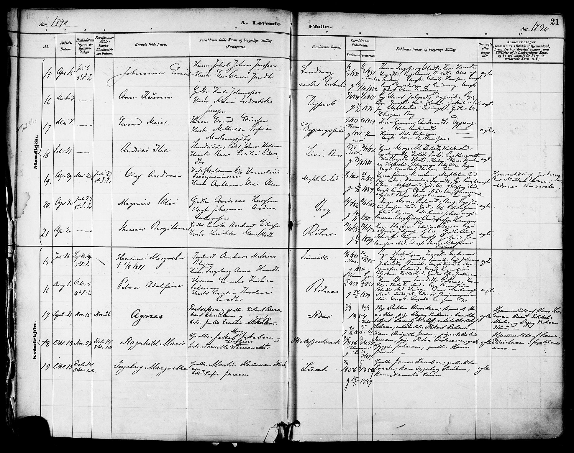 Ministerialprotokoller, klokkerbøker og fødselsregistre - Nordland, AV/SAT-A-1459/855/L0803: Ministerialbok nr. 855A11, 1887-1905, s. 21