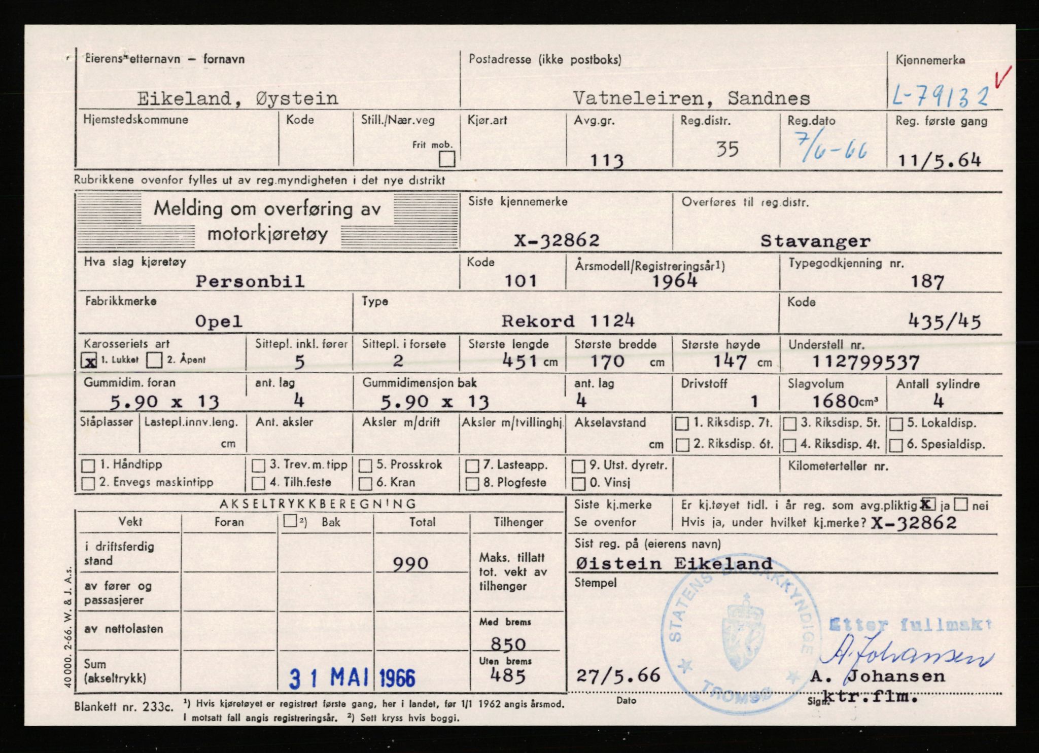 Stavanger trafikkstasjon, AV/SAST-A-101942/0/F/L0070: L-78800 - L-80499, 1930-1971, s. 303