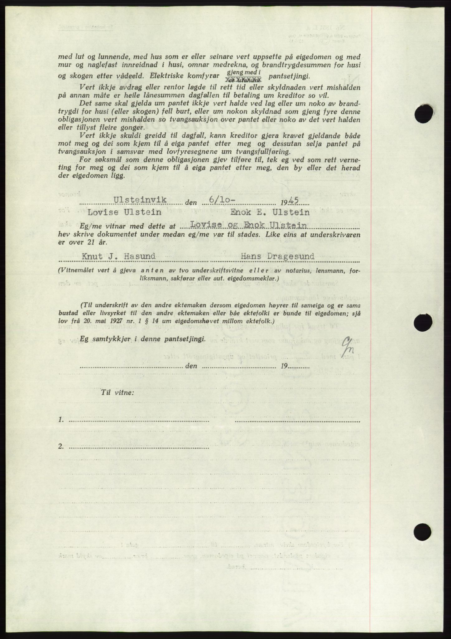 Søre Sunnmøre sorenskriveri, AV/SAT-A-4122/1/2/2C/L0114: Pantebok nr. 1-2B, 1943-1947, Dagboknr: 646/1945