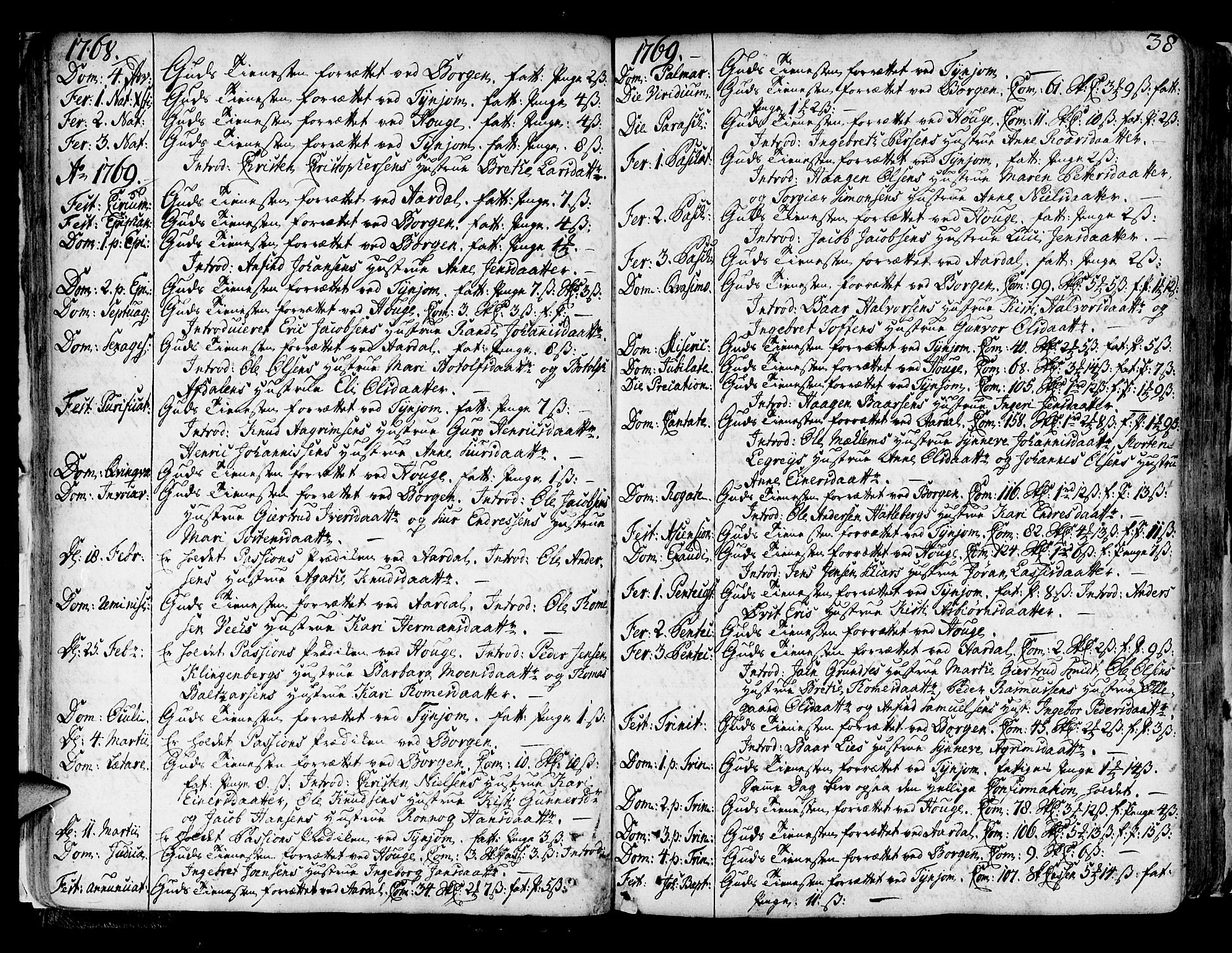 Lærdal sokneprestembete, SAB/A-81201: Ministerialbok nr. A 2, 1752-1782, s. 38