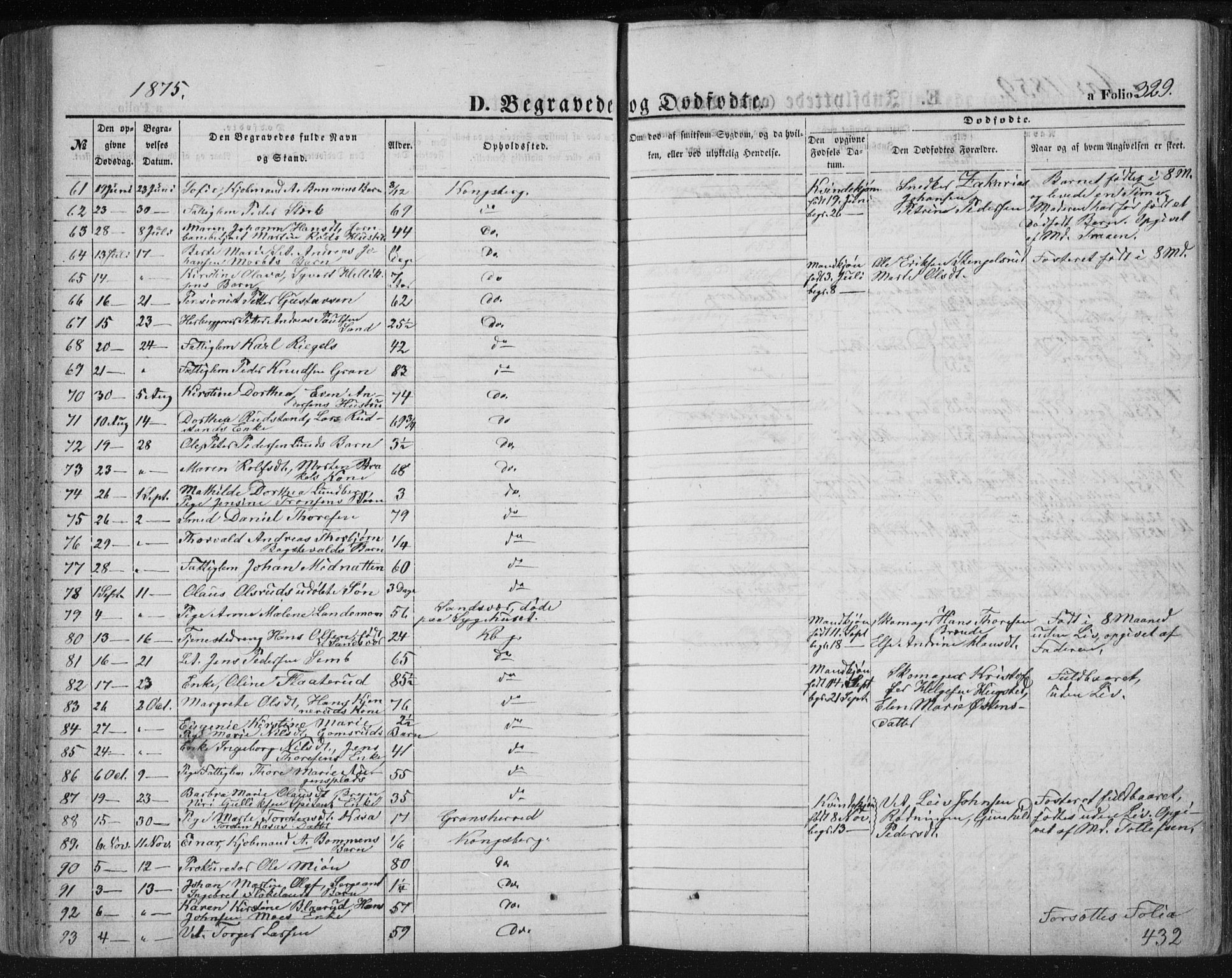 Kongsberg kirkebøker, AV/SAKO-A-22/F/Fa/L0010: Ministerialbok nr. I 10, 1859-1875, s. 329