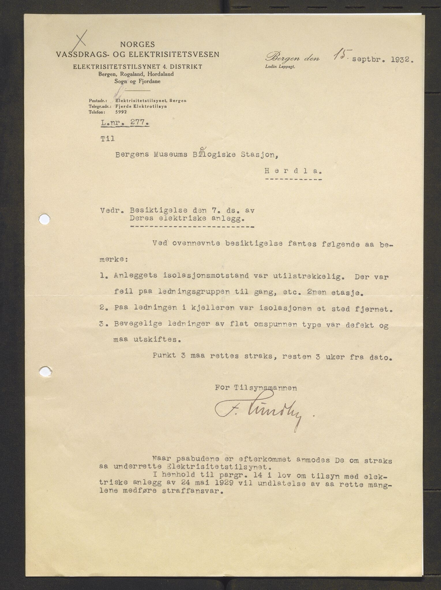 Bergens Museum, AV/SAB-A-17301/13/D/L0002: Korrespondanse , 1928-1940, s. 436