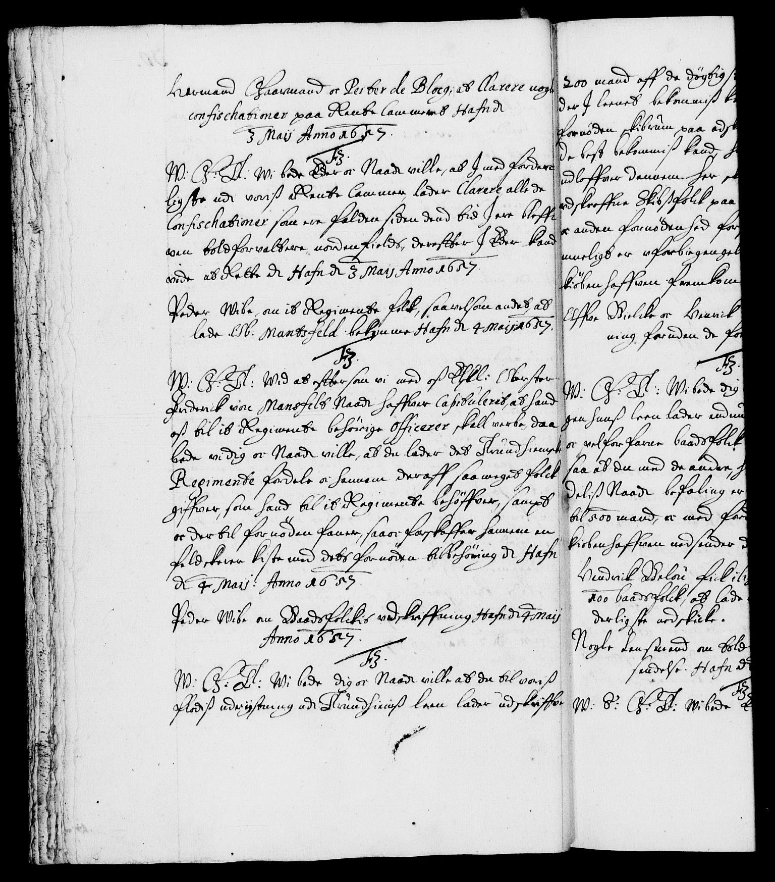 Danske Kanselli 1572-1799, AV/RA-EA-3023/F/Fc/Fca/Fcab/L0010: Norske tegnelser (mikrofilm), 1657-1660, s. 30b