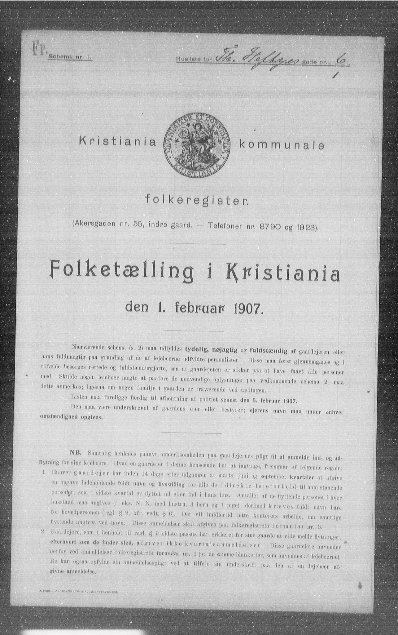 OBA, Kommunal folketelling 1.2.1907 for Kristiania kjøpstad, 1907, s. 55369