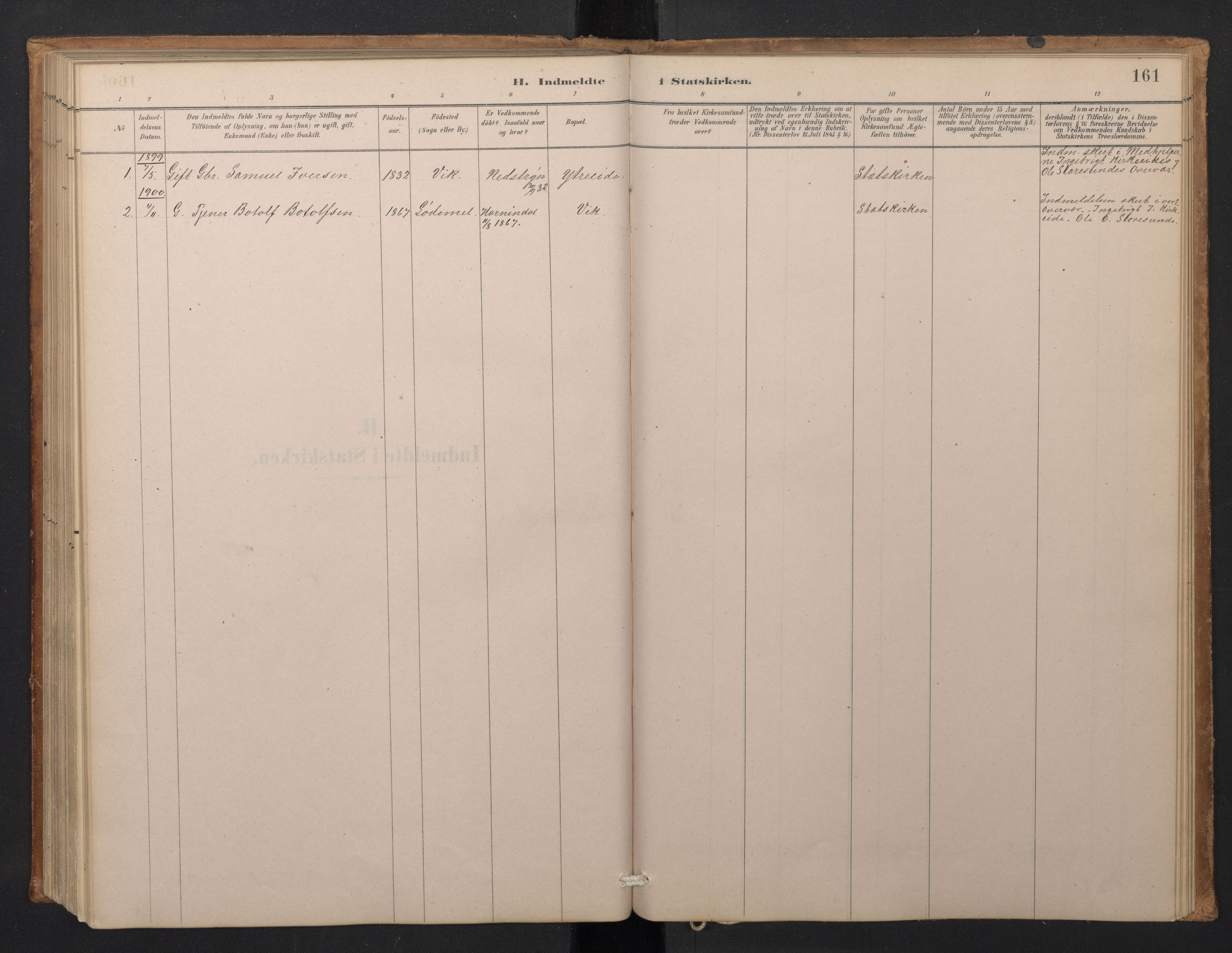 Stryn Sokneprestembete, SAB/A-82501: Klokkerbok nr. A 2, 1883-1905, s. 160b-161a