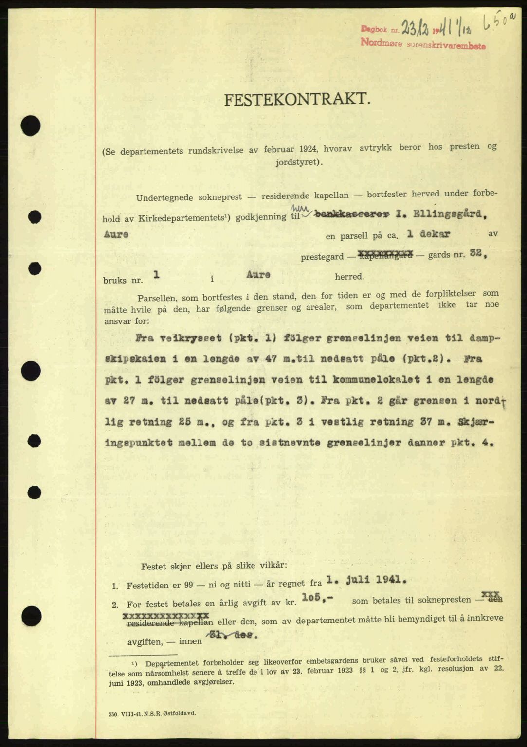 Nordmøre sorenskriveri, SAT/A-4132/1/2/2Ca: Pantebok nr. B88, 1941-1942, Dagboknr: 2312/1941