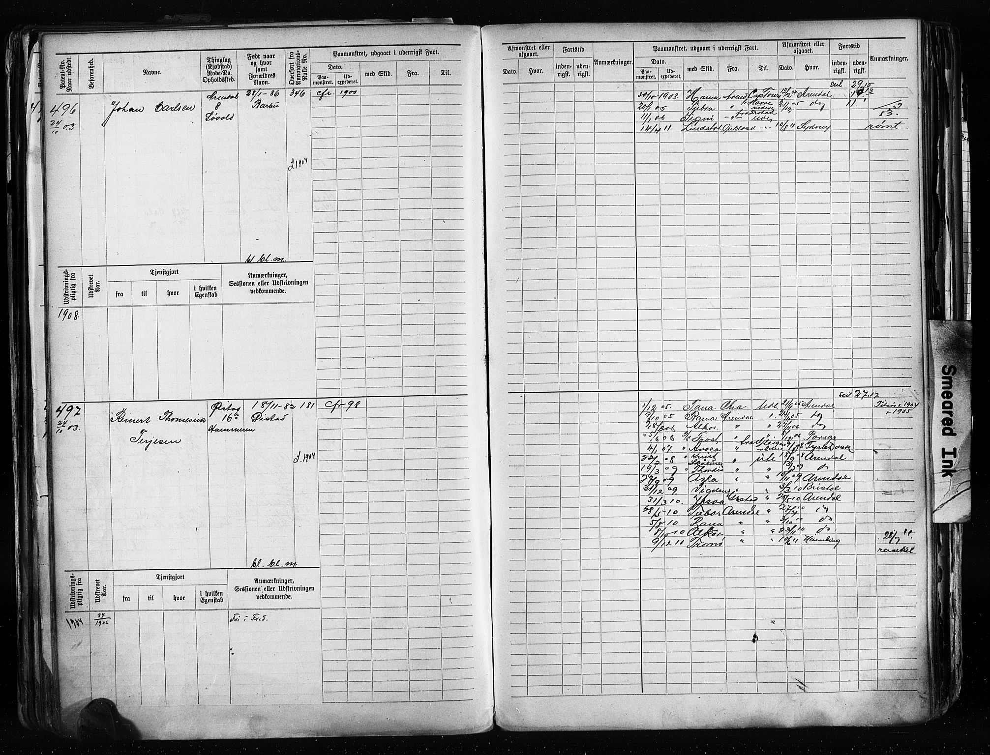 Arendal mønstringskrets, AV/SAK-2031-0012/F/Fb/L0020: Hovedrulle A nr 217-968, S-18, 1900-1910, s. 145