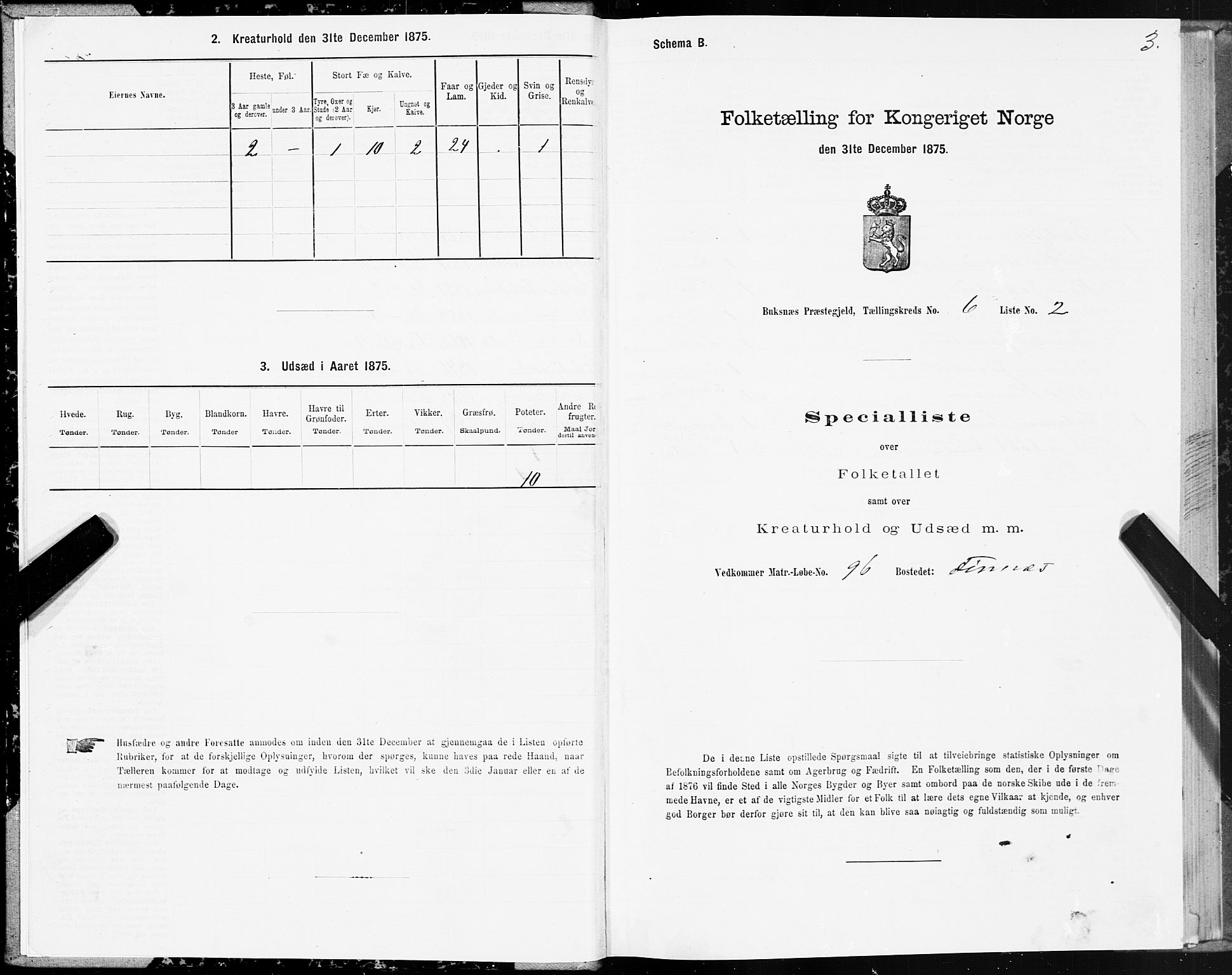 SAT, Folketelling 1875 for 1860P Buksnes prestegjeld, 1875, s. 3003