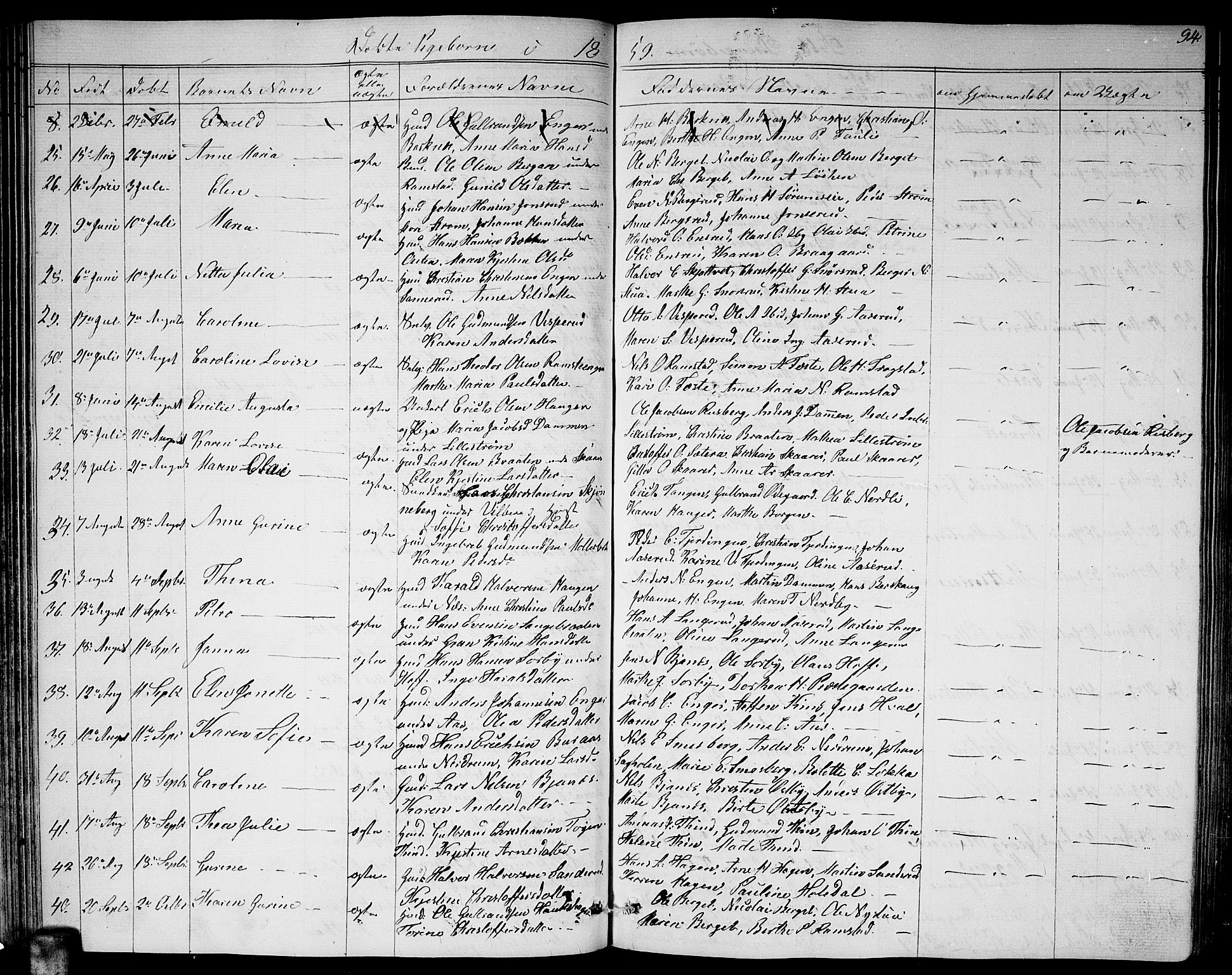 Fet prestekontor Kirkebøker, AV/SAO-A-10370a/G/Ga/L0002: Klokkerbok nr. I 2, 1843-1859, s. 94
