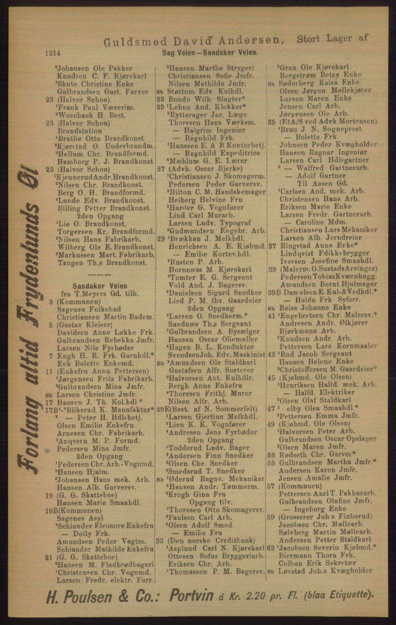 Kristiania/Oslo adressebok, PUBL/-, 1906, s. 1214