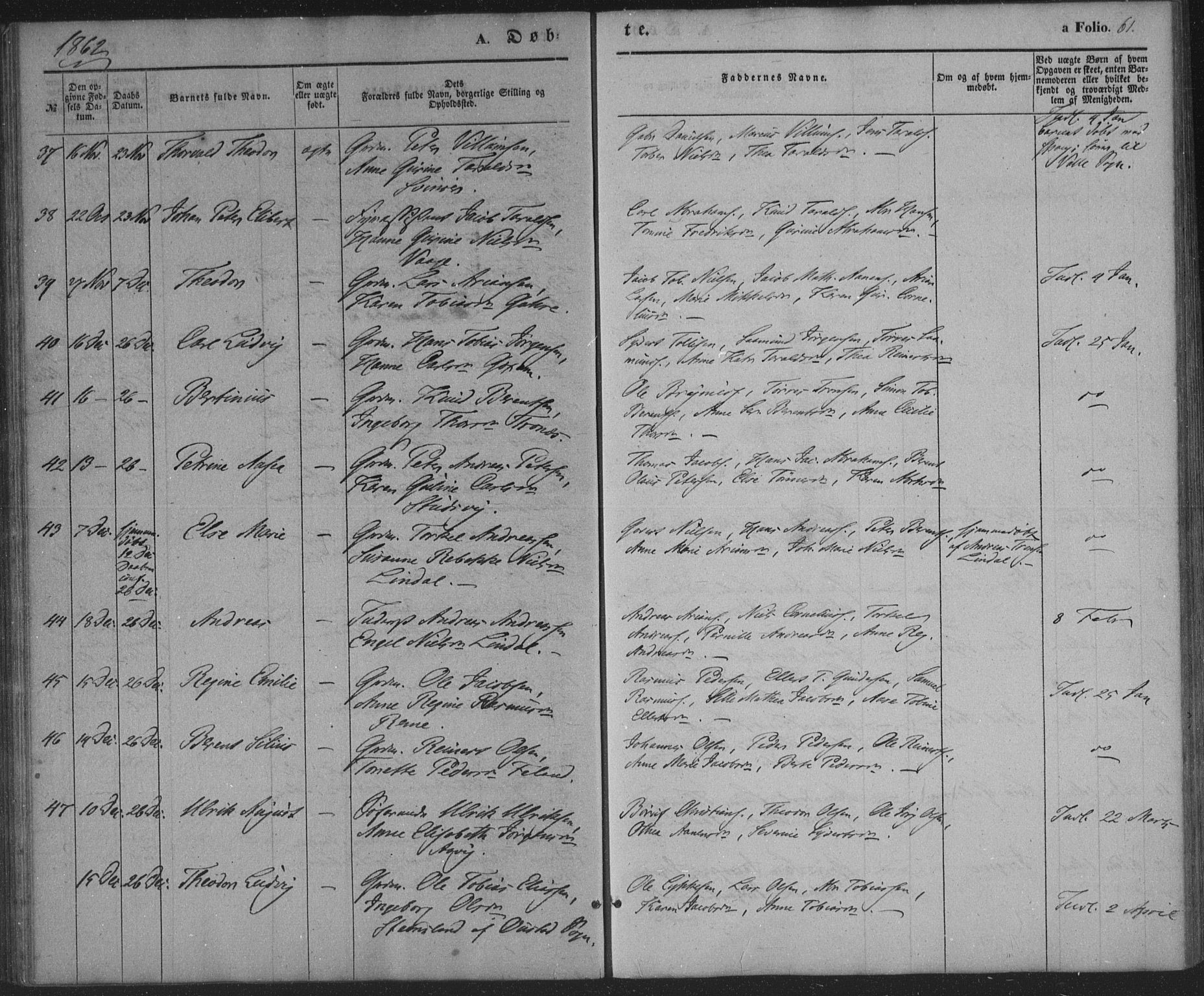 Sør-Audnedal sokneprestkontor, AV/SAK-1111-0039/F/Fa/Faa/L0002: Ministerialbok nr. A 2, 1848-1867, s. 61