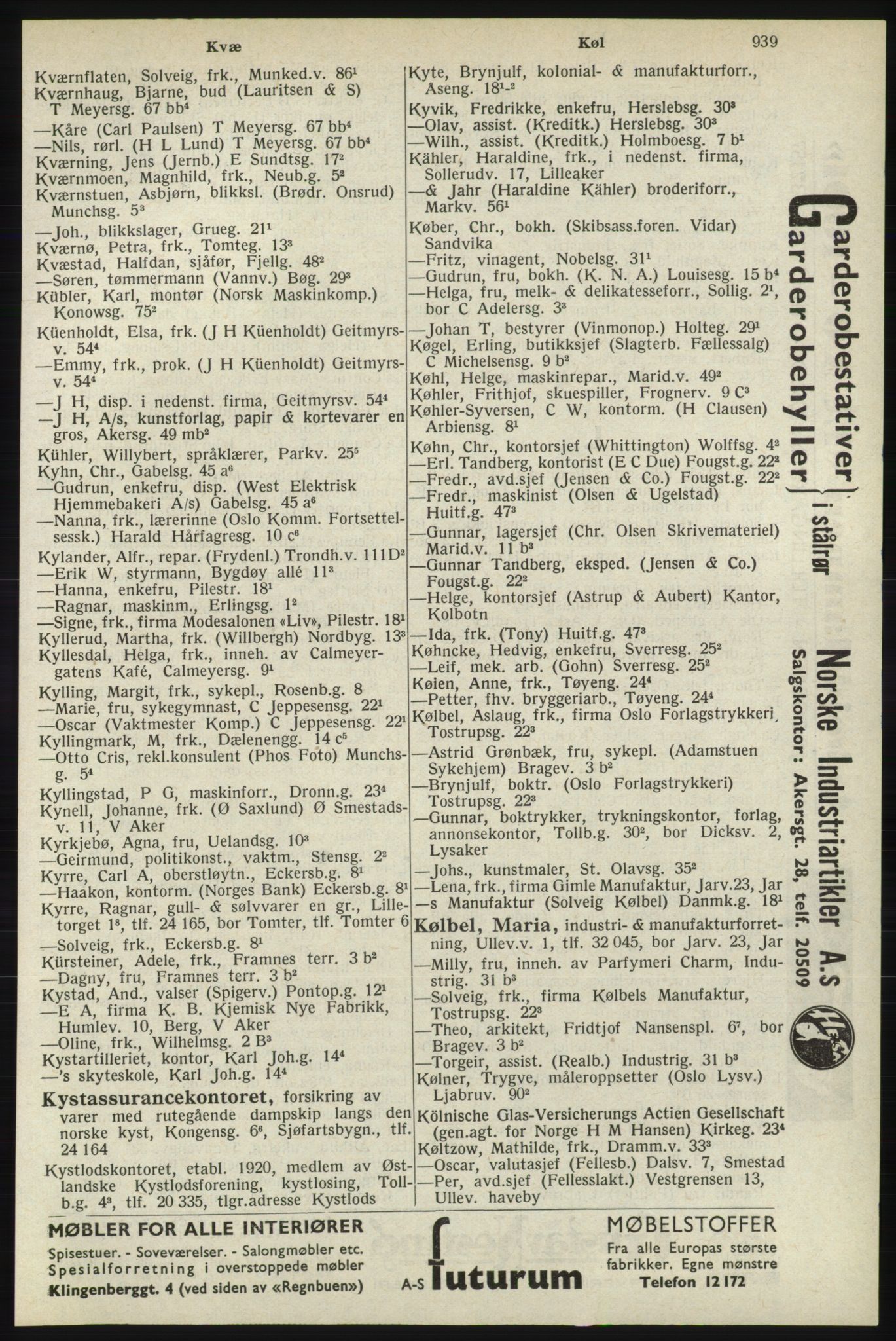 Kristiania/Oslo adressebok, PUBL/-, 1940, s. 957