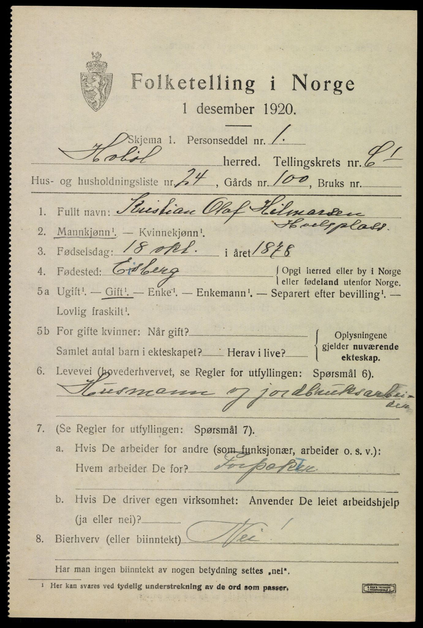 SAO, Folketelling 1920 for 0138 Hobøl herred, 1920, s. 2140