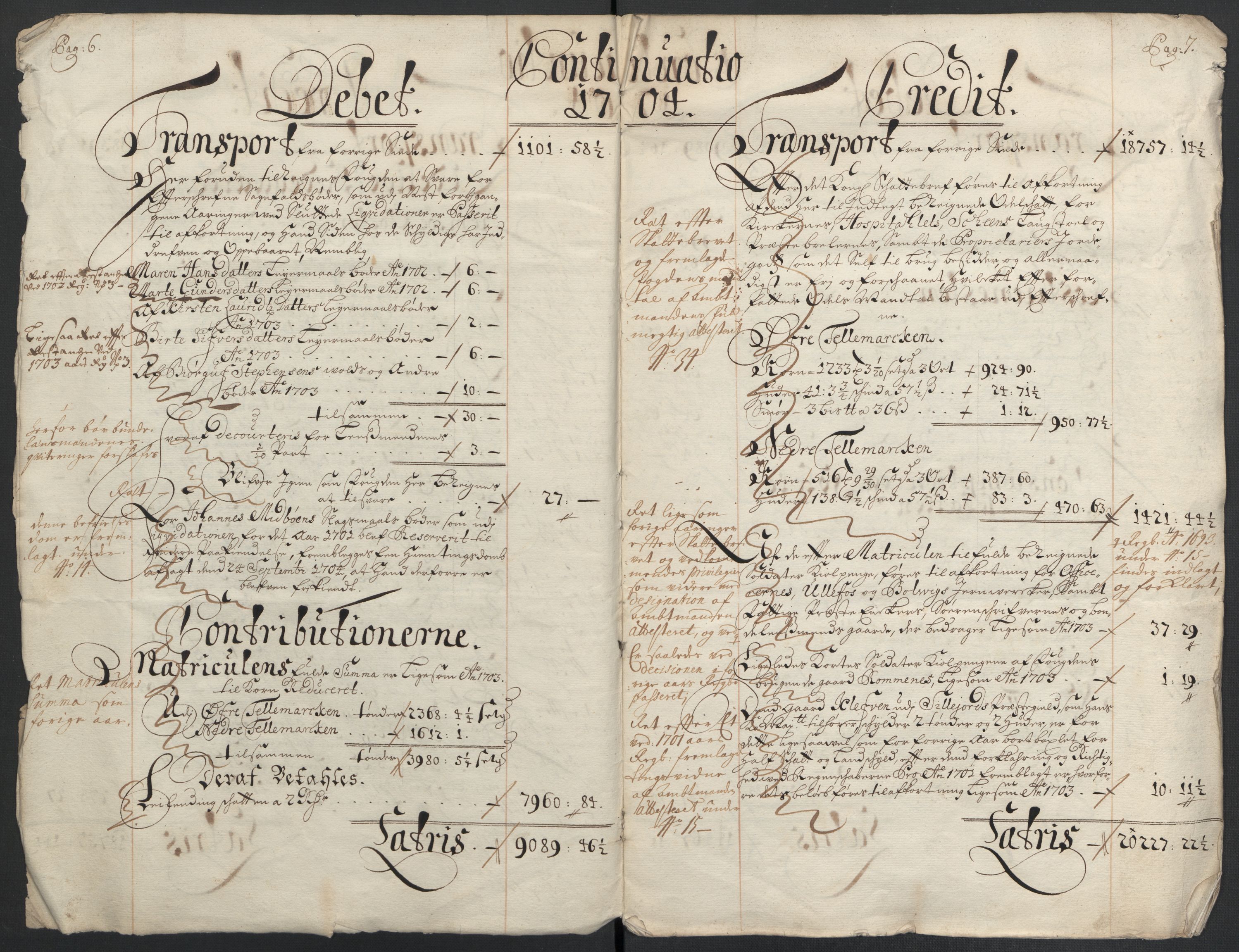 Rentekammeret inntil 1814, Reviderte regnskaper, Fogderegnskap, AV/RA-EA-4092/R36/L2111: Fogderegnskap Øvre og Nedre Telemark og Bamble, 1704, s. 7