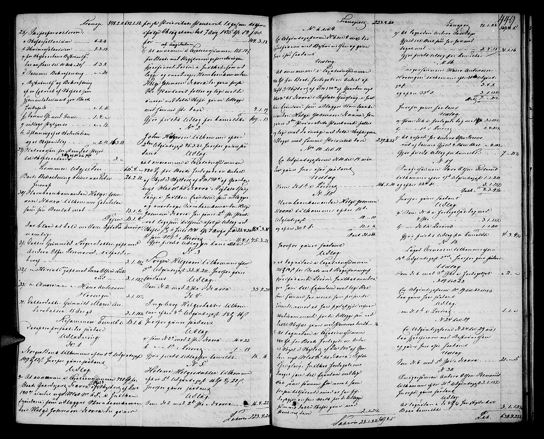 Eiker, Modum og Sigdal sorenskriveri, SAKO/A-123/H/Hb/Hbc/L0003: Skifteutlodningsprotokoll, 1842-1852, s. 448b-449a