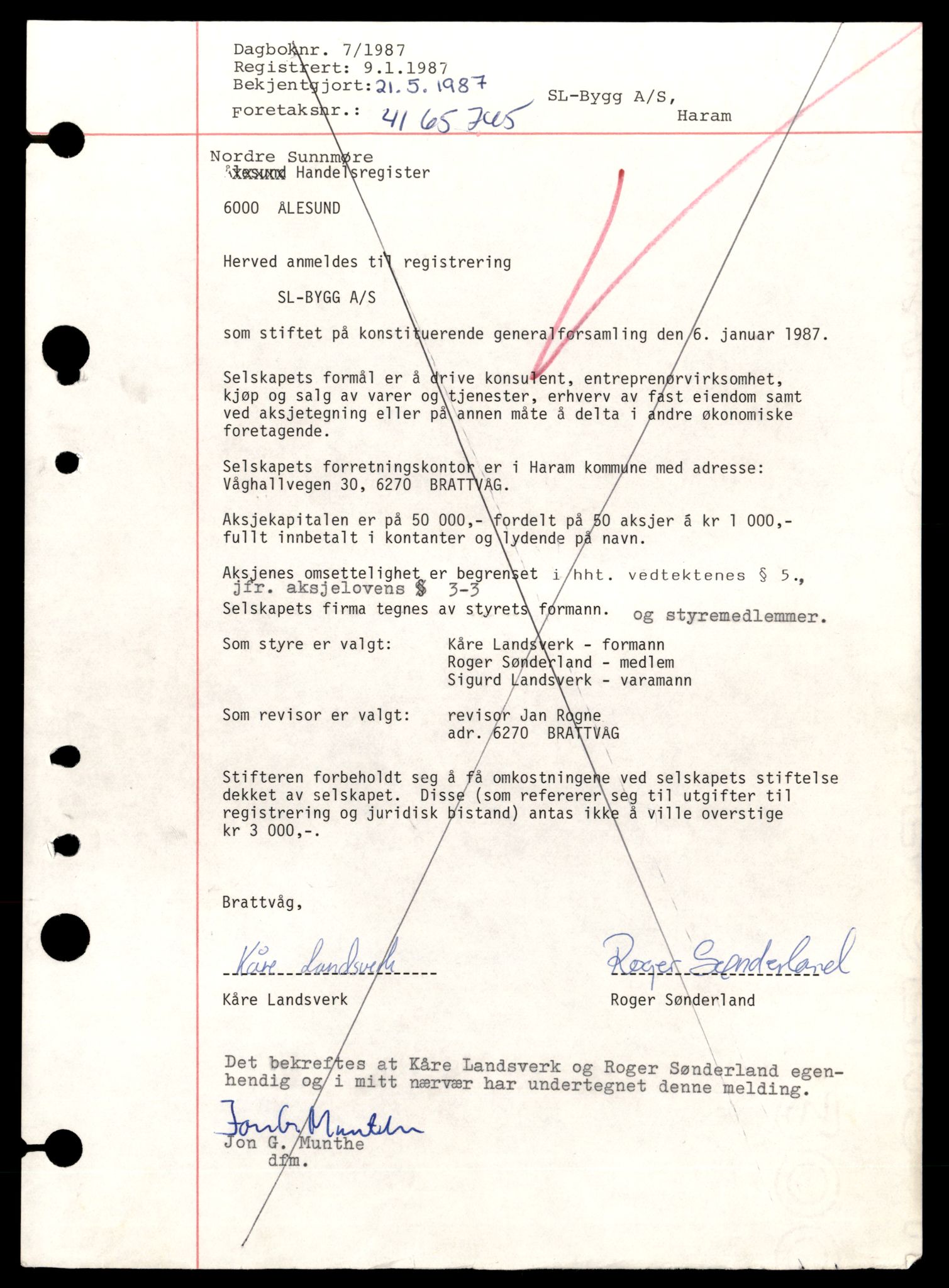 Nordre Sunnmøre sorenskriveri, AV/SAT-A-0006/2/J/Jc/Jce/L0006: Aksjeselskap, S, 1944-1990, s. 1