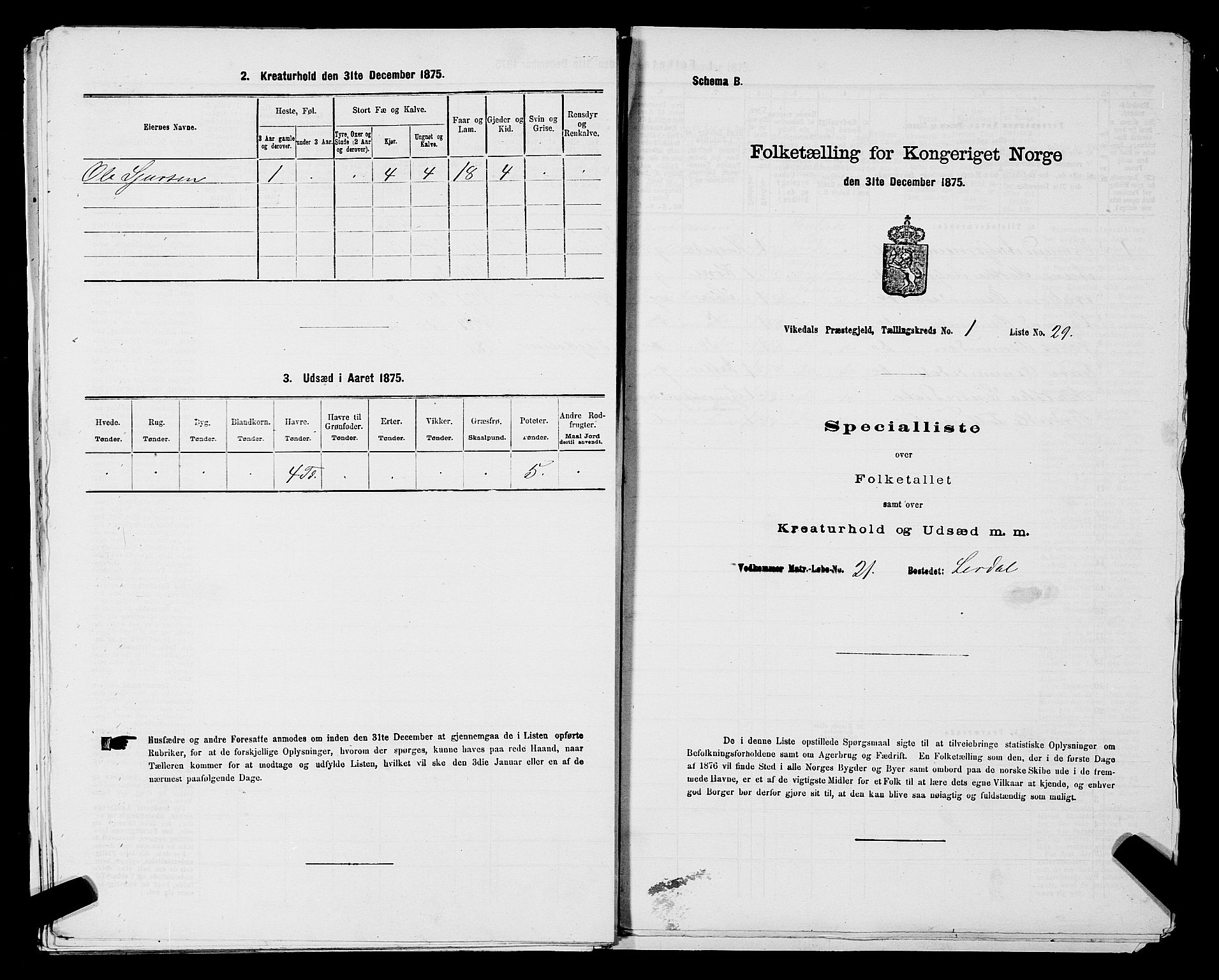 SAST, Folketelling 1875 for 1157P Vikedal prestegjeld, 1875, s. 125