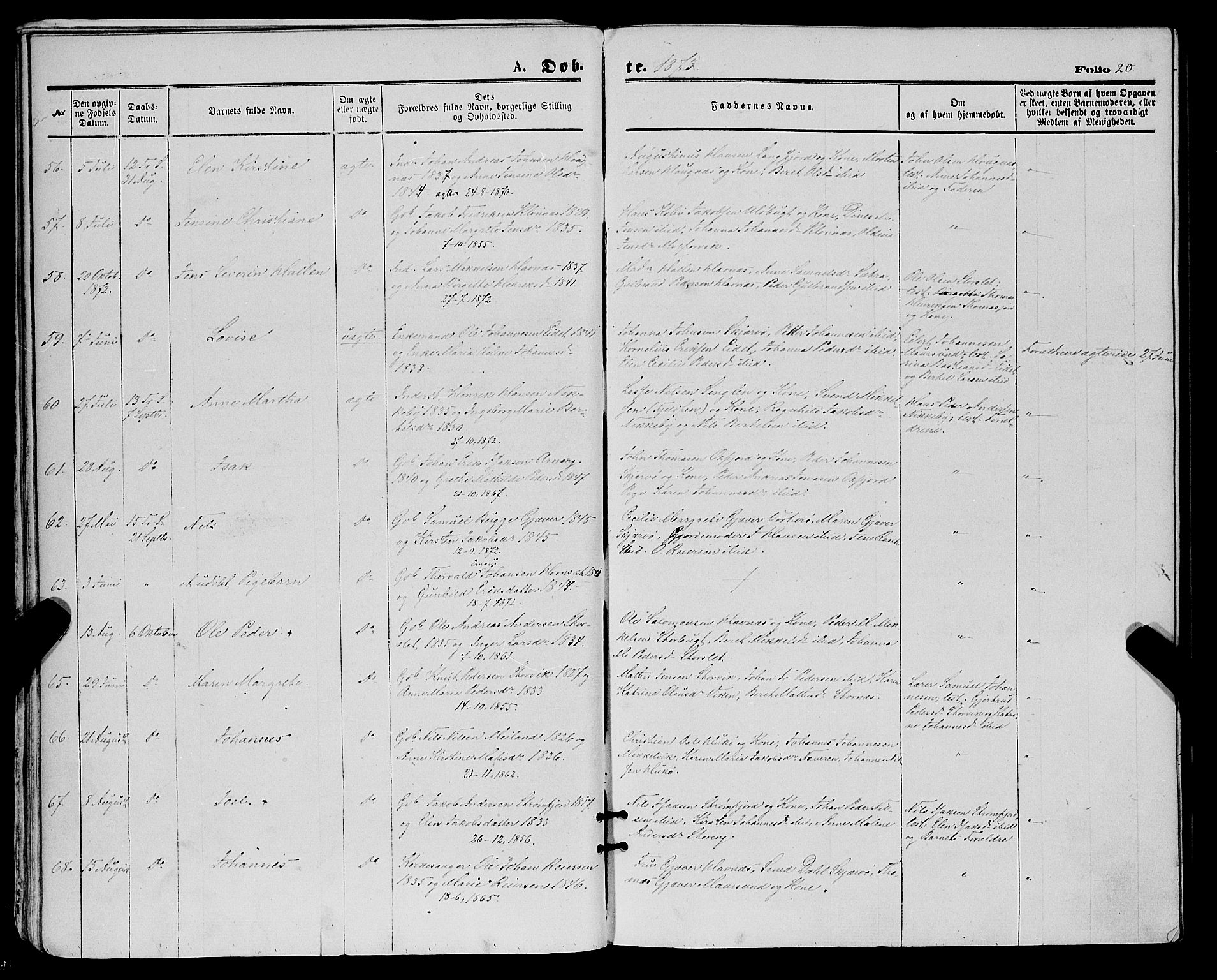 Skjervøy sokneprestkontor, AV/SATØ-S-1300/H/Ha/Haa/L0008kirke: Ministerialbok nr. 8, 1871-1877, s. 20