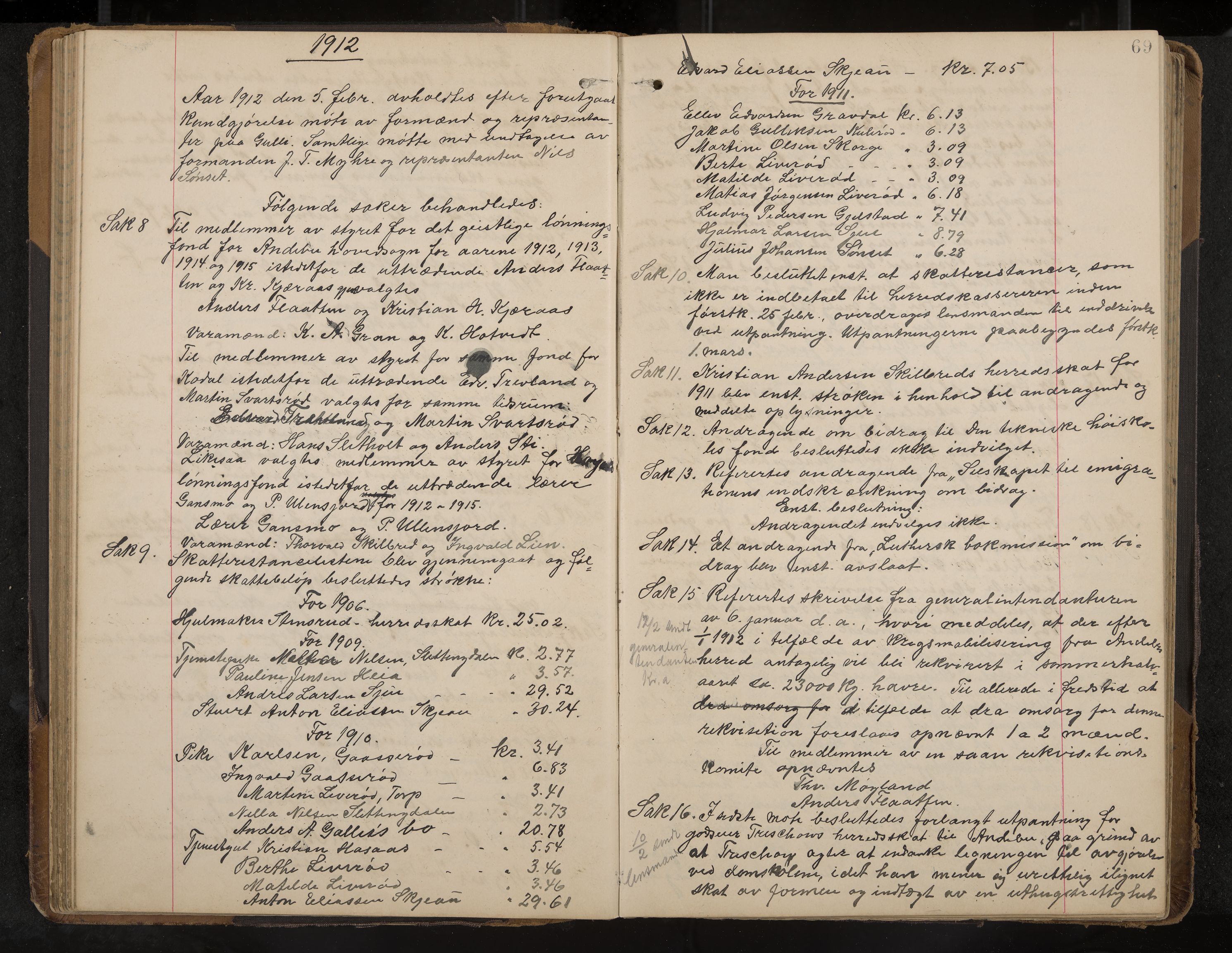 Andebu formannskap og sentraladministrasjon, IKAK/0719021-1/A/Aa/L0004: Møtebok, 1908-1917, s. 70