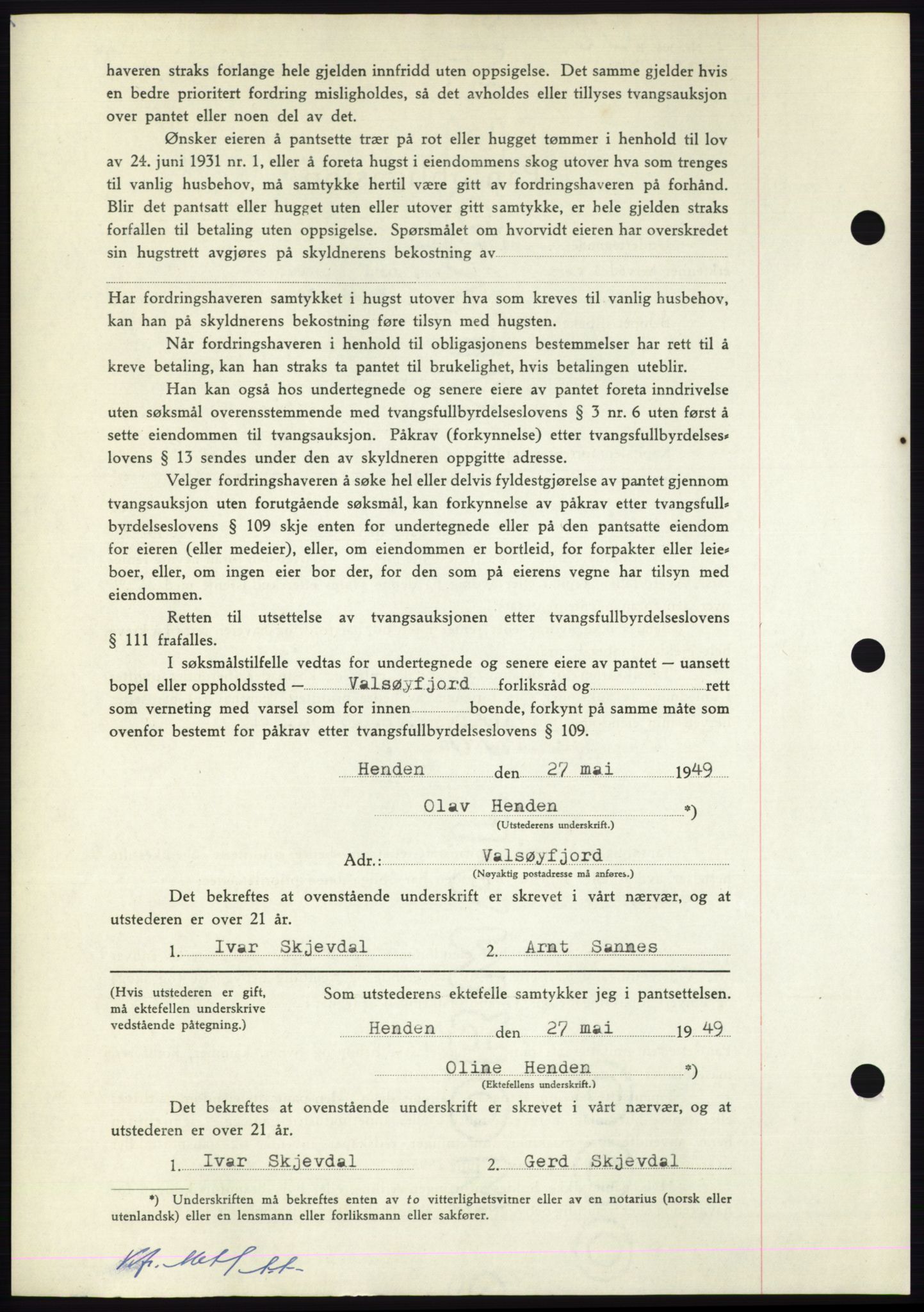 Nordmøre sorenskriveri, AV/SAT-A-4132/1/2/2Ca: Pantebok nr. B101, 1949-1949, Dagboknr: 1499/1949