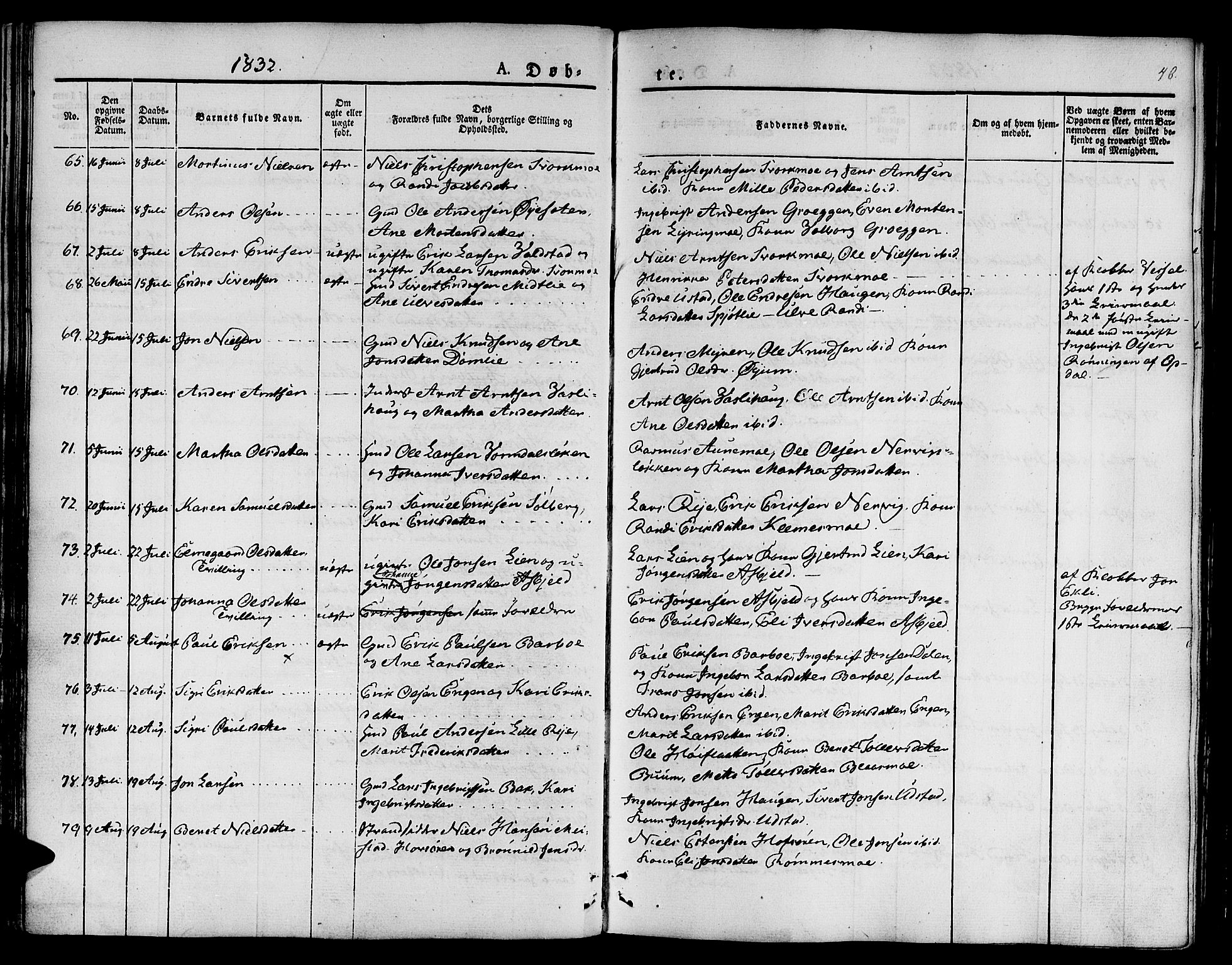 Ministerialprotokoller, klokkerbøker og fødselsregistre - Sør-Trøndelag, SAT/A-1456/668/L0804: Ministerialbok nr. 668A04, 1826-1839, s. 46