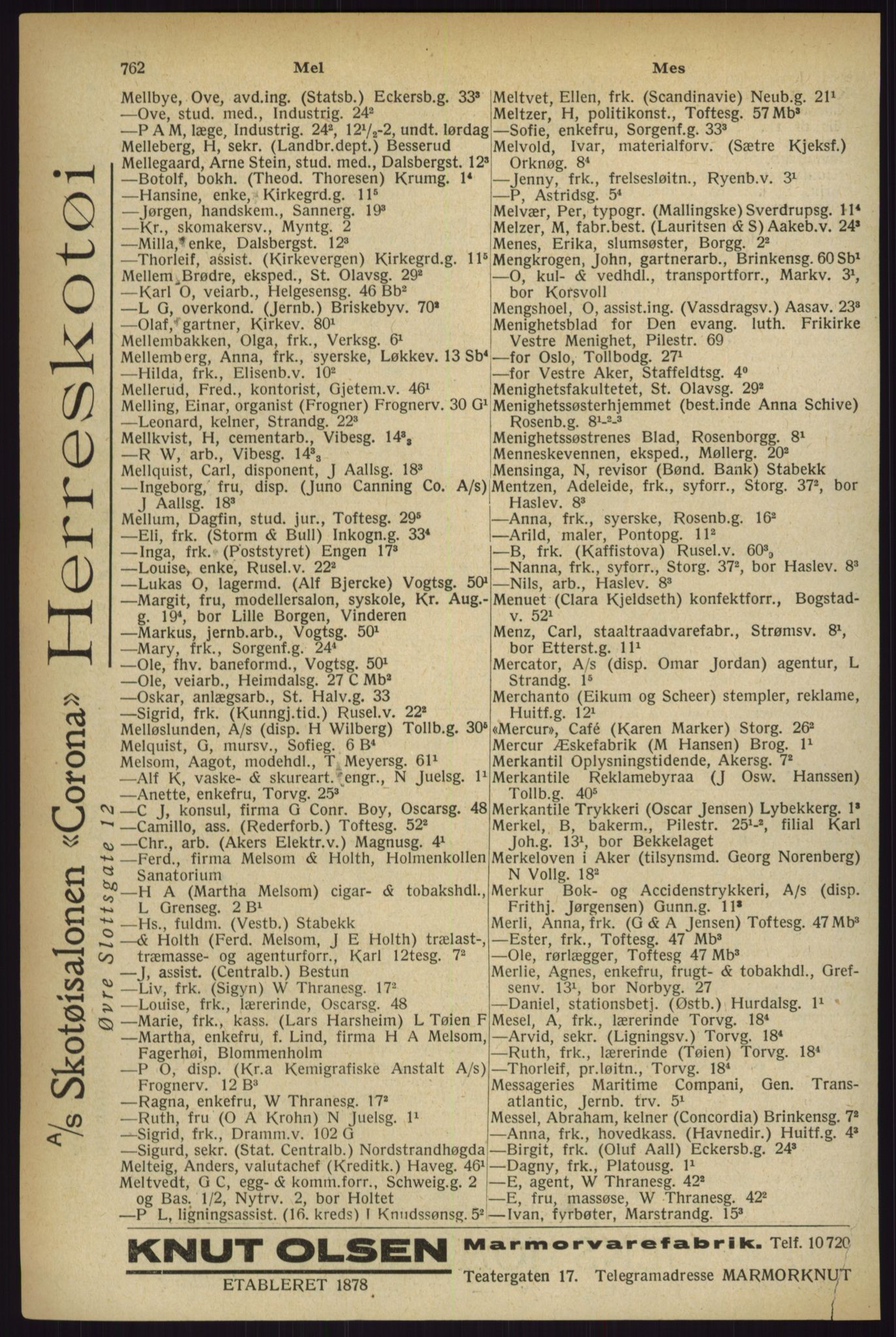Kristiania/Oslo adressebok, PUBL/-, 1927, s. 762