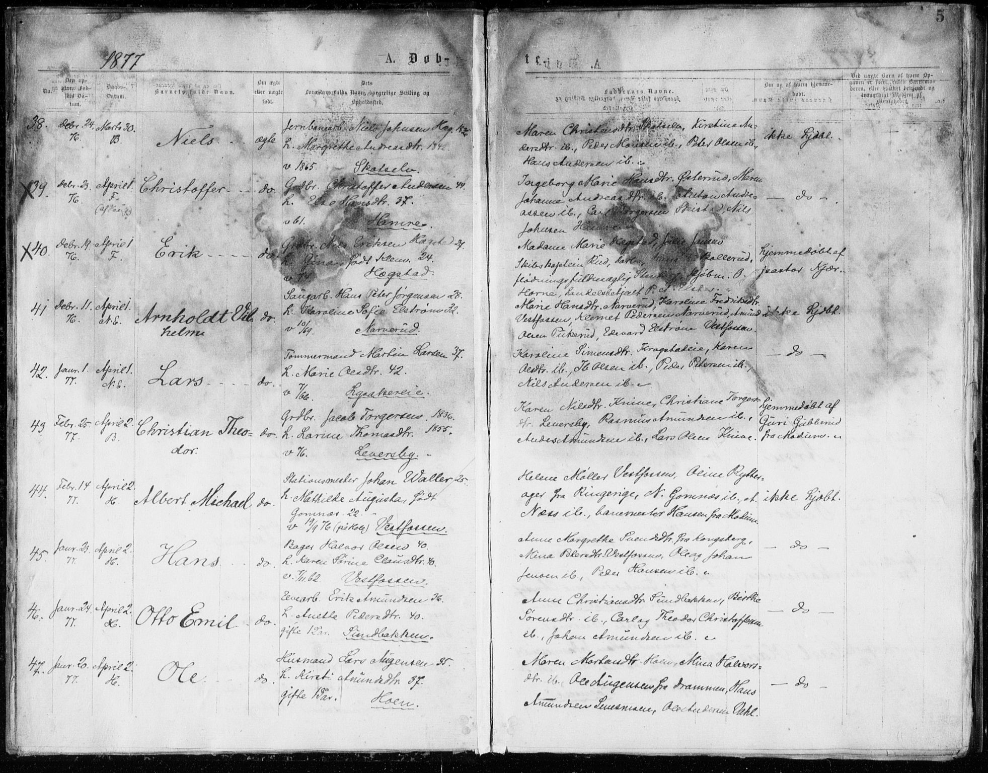 Eiker kirkebøker, AV/SAKO-A-4/G/Ga/L0004: Klokkerbok nr. I 4, 1877-1877, s. 5