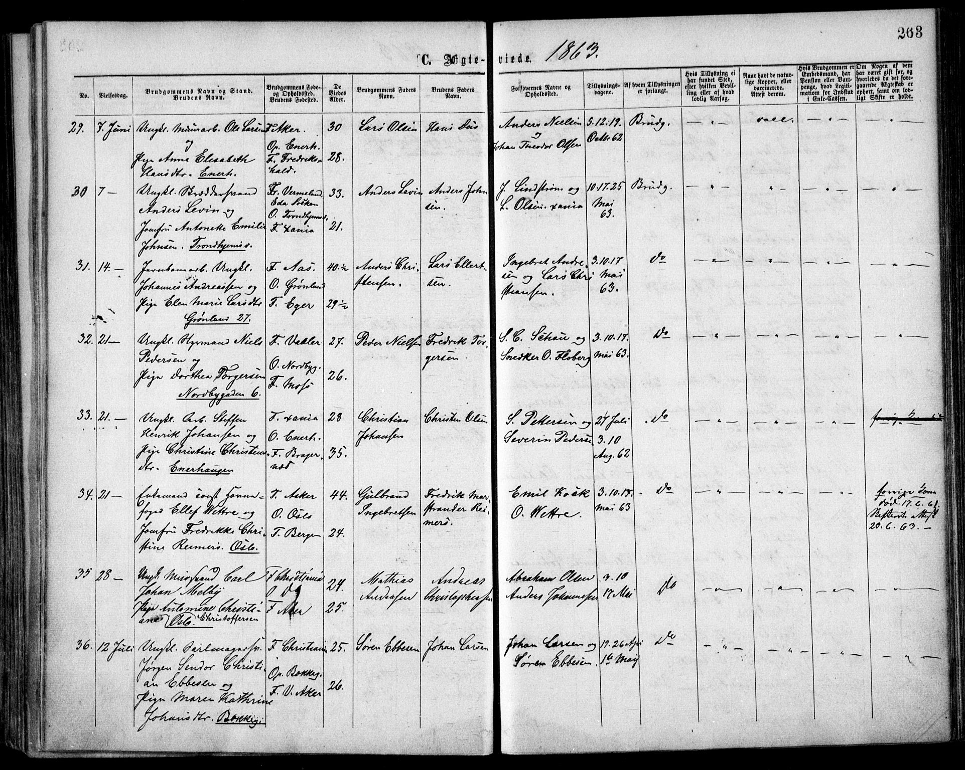 Grønland prestekontor Kirkebøker, AV/SAO-A-10848/F/Fa/L0003: Ministerialbok nr. 3, 1862-1868, s. 263