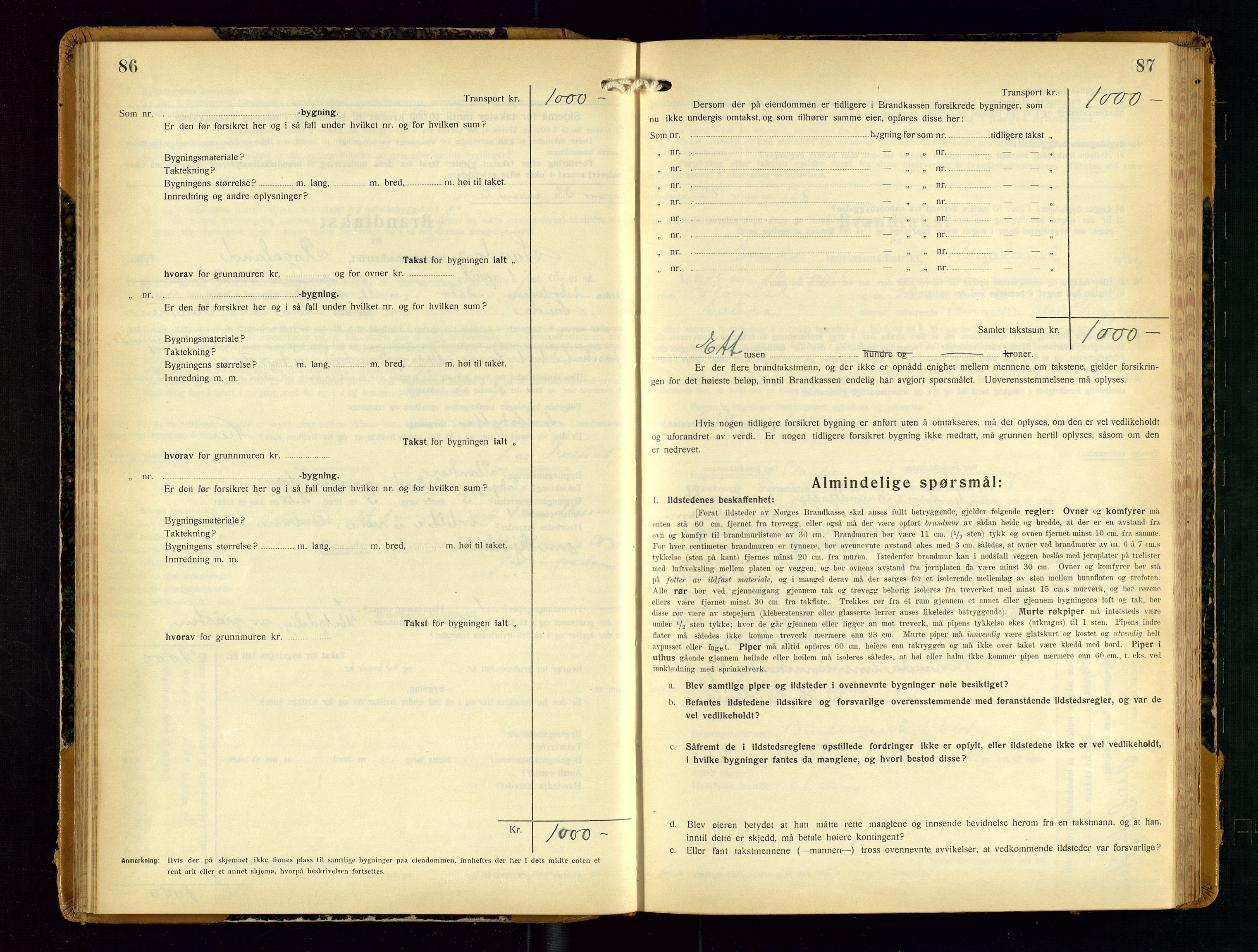 Sauda lensmannskontor, AV/SAST-A-100177/Gob/L0003: Branntakstprotokoll - skjematakst, 1928-1936, s. 86-87