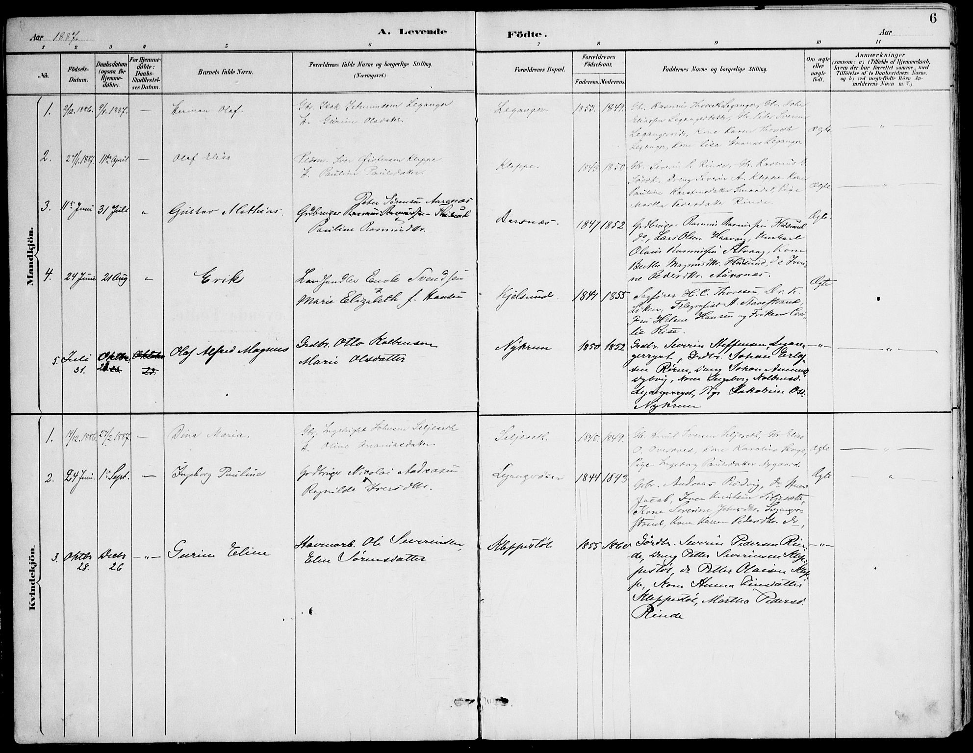 Ministerialprotokoller, klokkerbøker og fødselsregistre - Møre og Romsdal, SAT/A-1454/508/L0095: Ministerialbok nr. 508A02, 1887-1920, s. 6