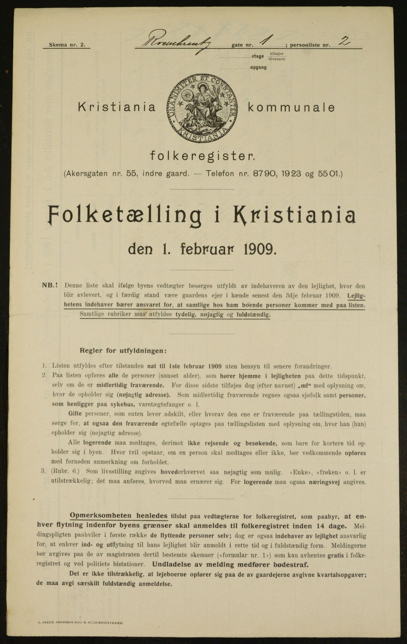 OBA, Kommunal folketelling 1.2.1909 for Kristiania kjøpstad, 1909, s. 75954