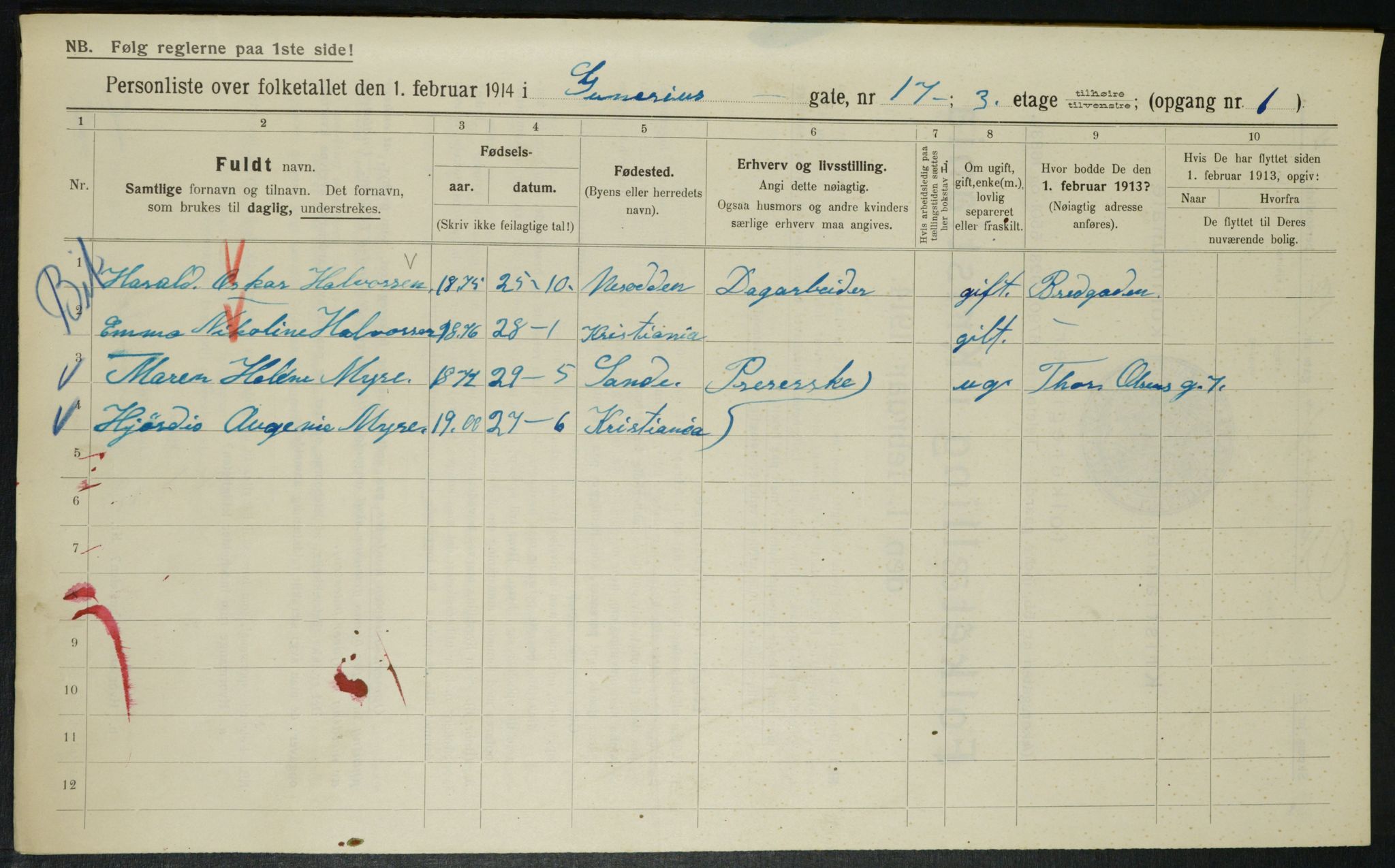 OBA, Kommunal folketelling 1.2.1914 for Kristiania, 1914, s. 5328