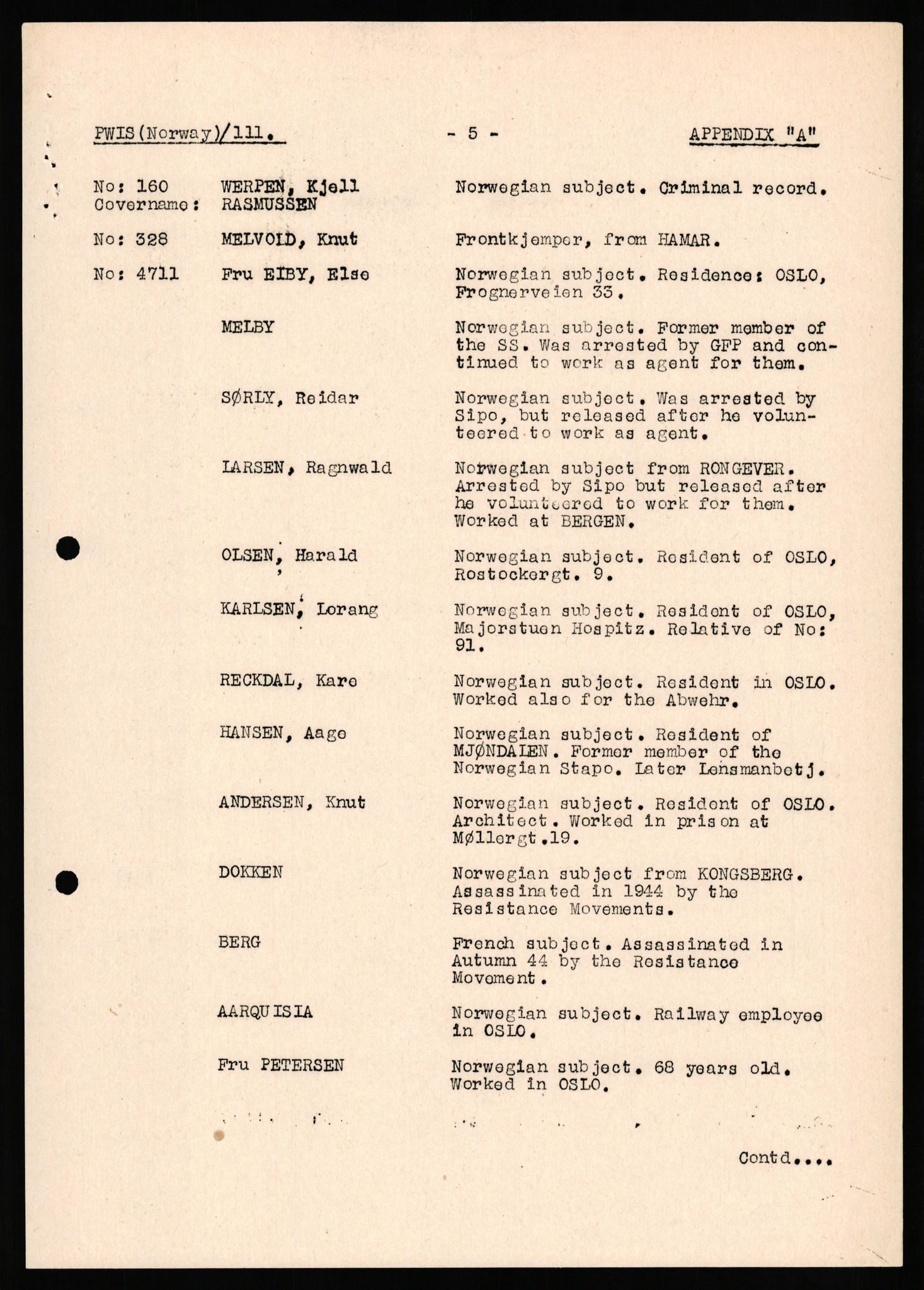 Forsvaret, Forsvarets overkommando II, AV/RA-RAFA-3915/D/Db/L0035: CI Questionaires. Tyske okkupasjonsstyrker i Norge. Tyskere., 1945-1946, s. 210