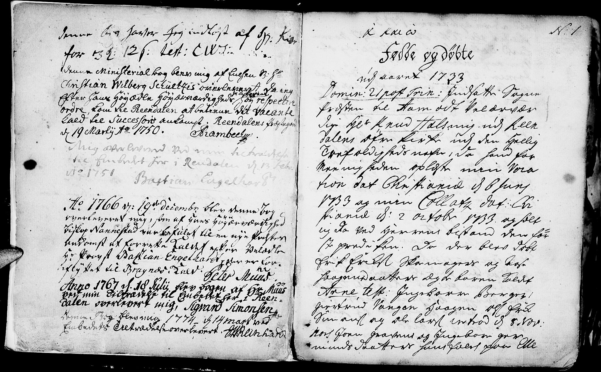 Rendalen prestekontor, AV/SAH-PREST-054/H/Ha/Haa/L0001: Ministerialbok nr. 1, 1733-1787, s. 1