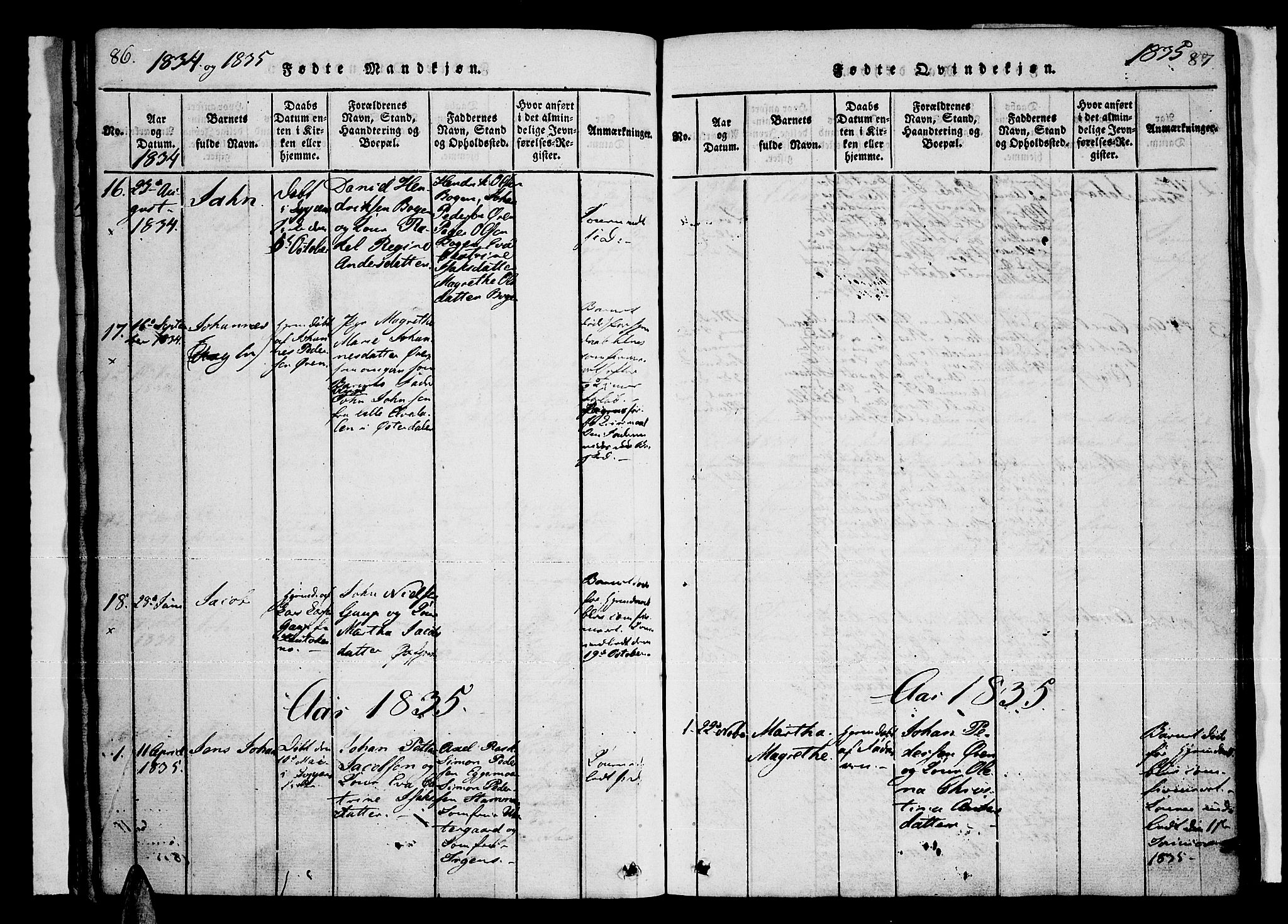 Loppa sokneprestkontor, AV/SATØ-S-1339/H/Ha/L0003kirke: Ministerialbok nr. 3, 1820-1848, s. 86-87