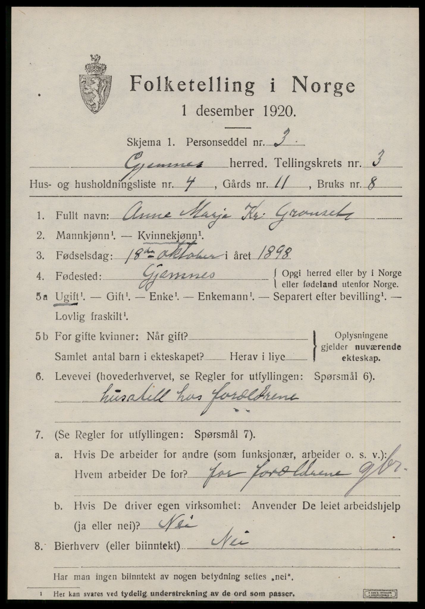 SAT, Folketelling 1920 for 1557 Gjemnes herred, 1920, s. 1232