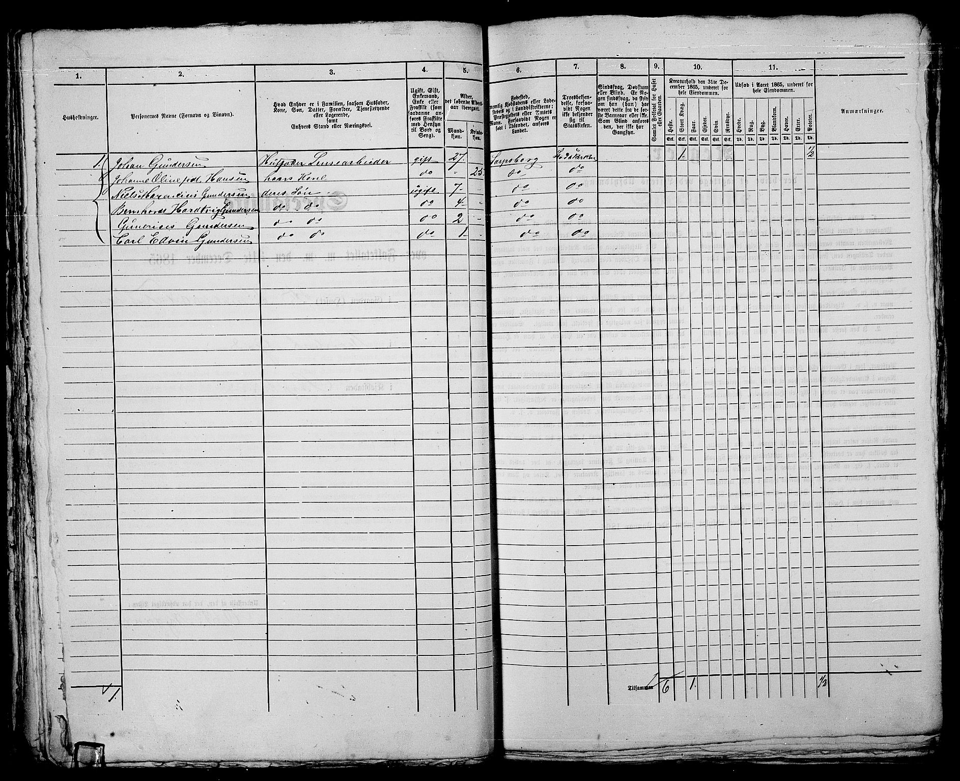 RA, Folketelling 1865 for 0102P Sarpsborg prestegjeld, 1865, s. 52