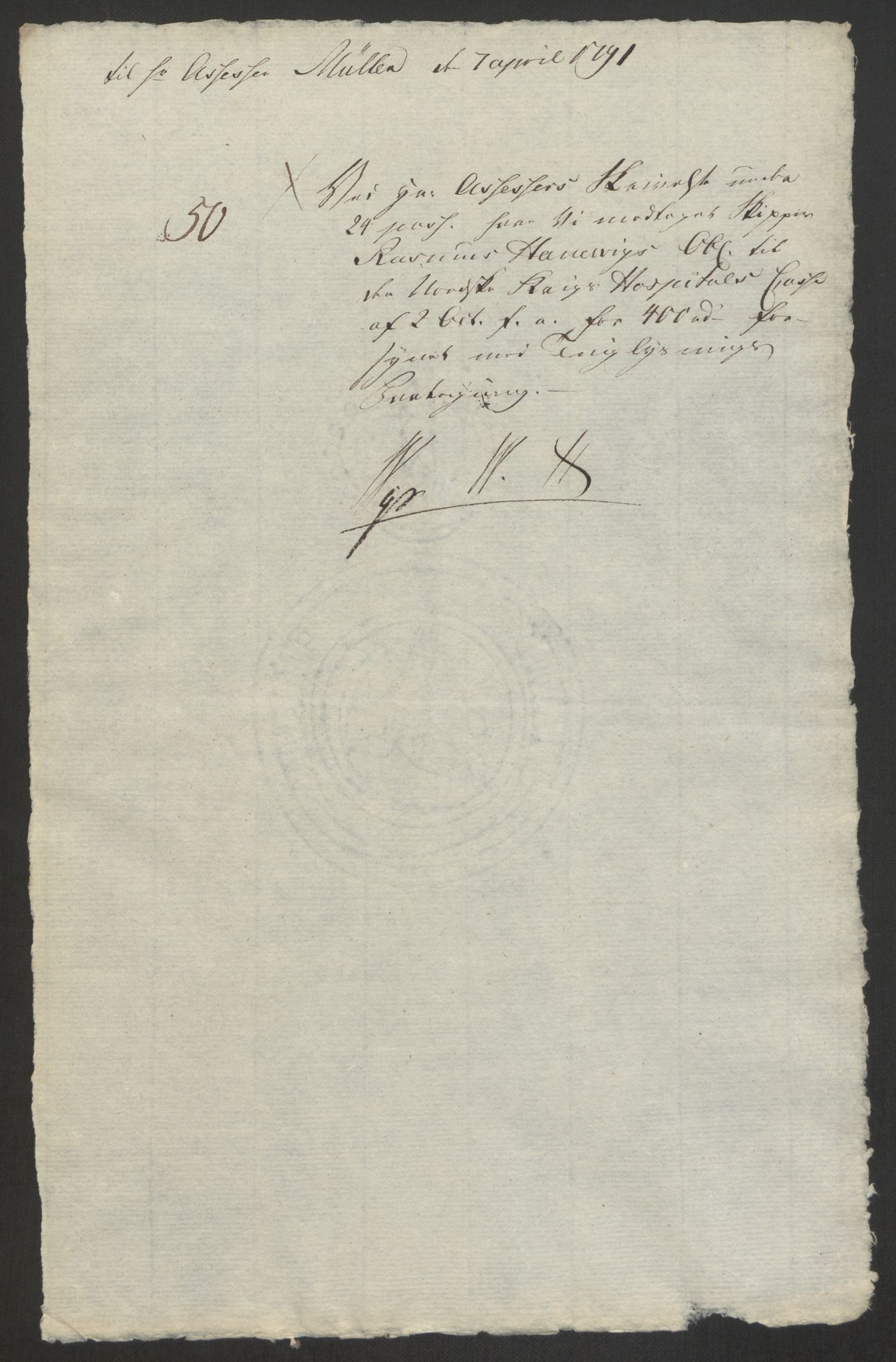 Forsvaret, Den norske kvesthuskasse/krigshospitalkasse, AV/RA-RAFA-1887/F/Fa/L0008: Konsepter, 1790-1793, s. 441